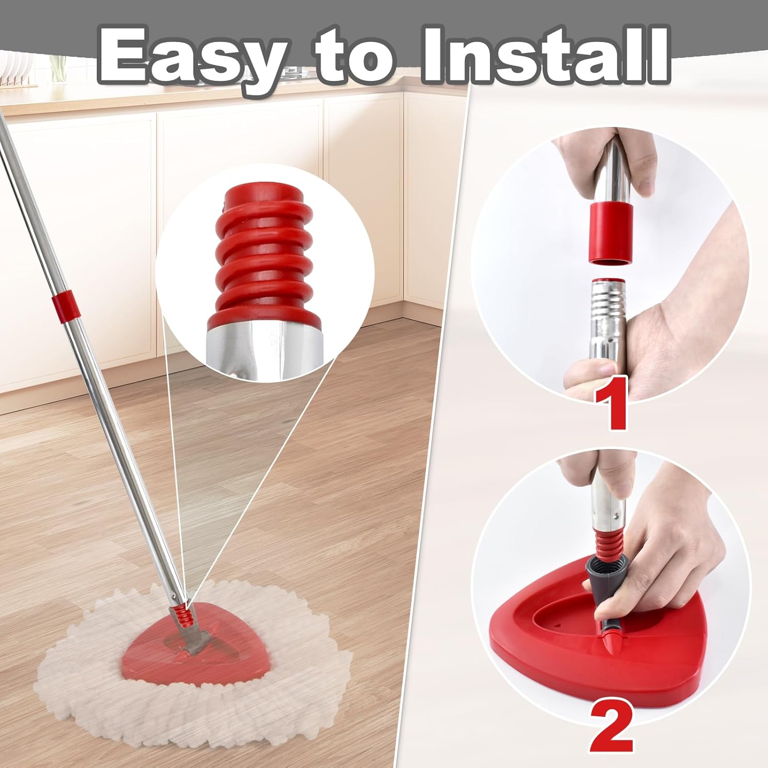 4-Section Spin Mop Handle Replacement