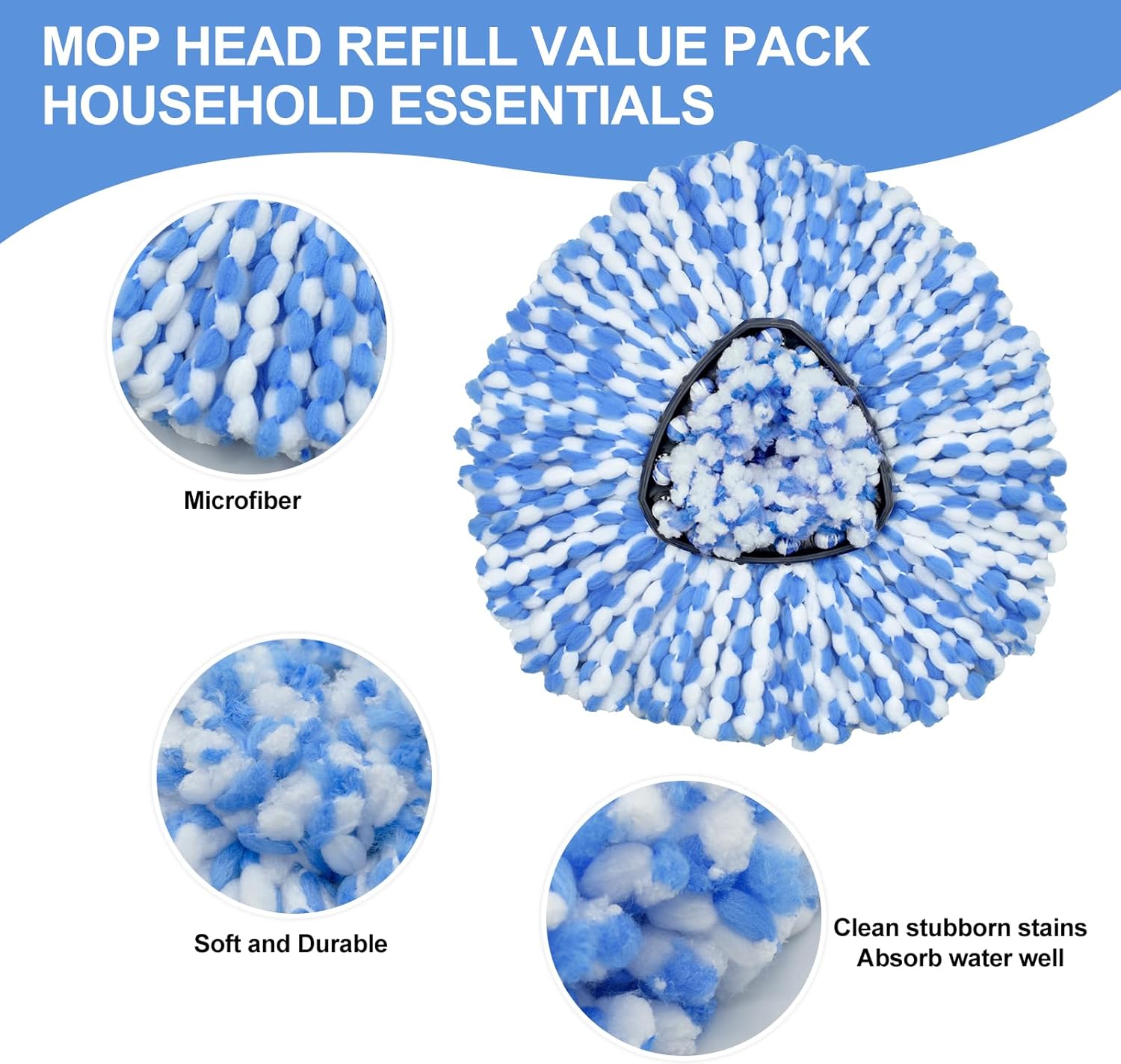 DLAIMI 3 Pack Mop Heads for RinseClean 2-Tank System