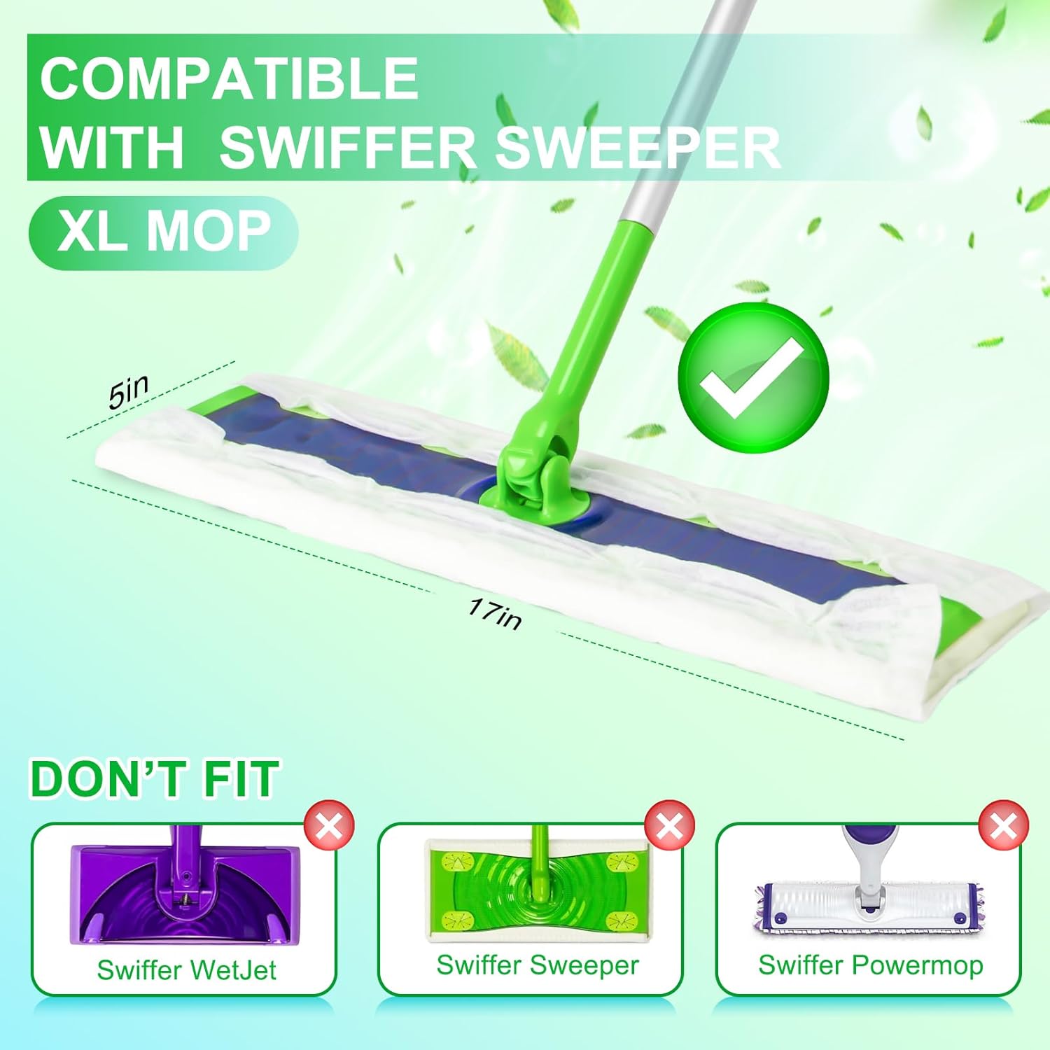 SAUAUSUN 40 Count XL Mopping Cloths Kit for Swiffer Sweeper XL