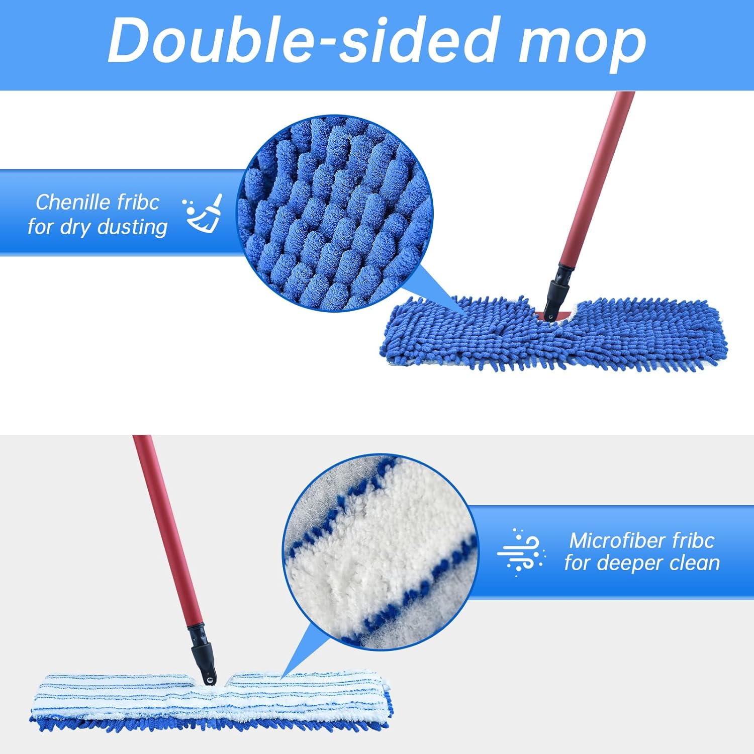 4 Pack Mop Heads for O-cedar Dual-Action Flip Mop