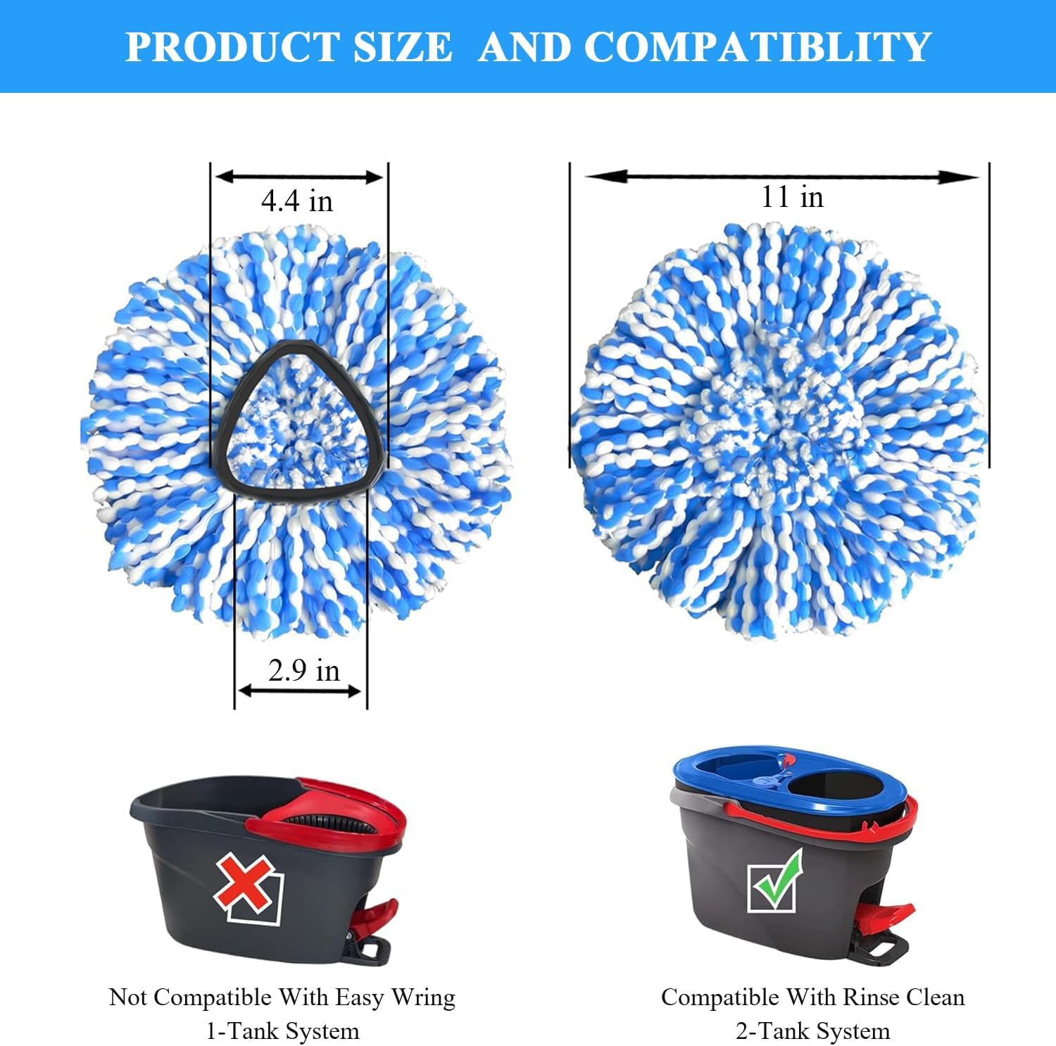 5 Pack Microfiber Mop Head Replacements for RinseClea Spin Mop