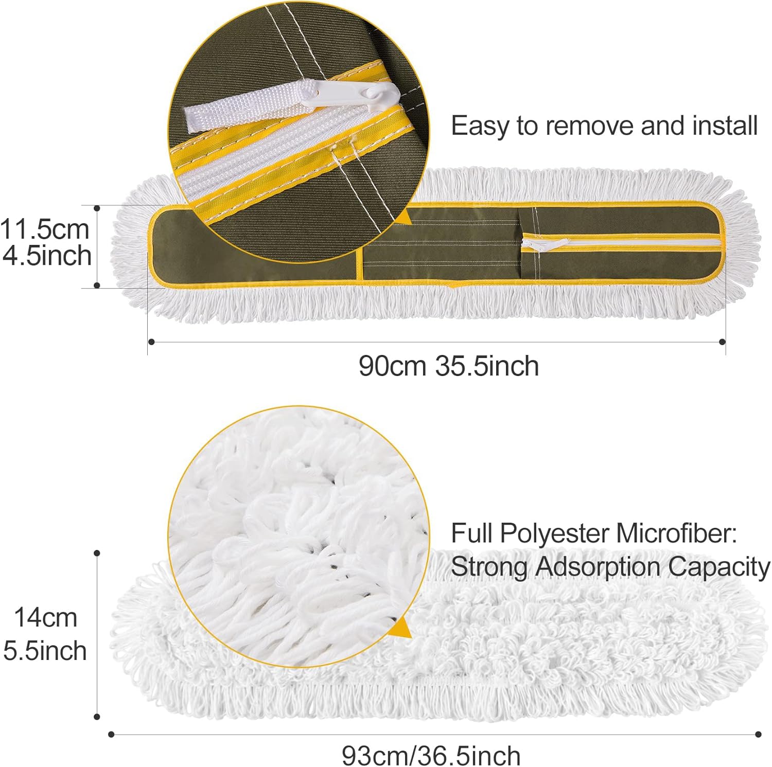 36 Inch Microfiber Mop Pads Replacement for CLEANHOME Industrial Dust Mop