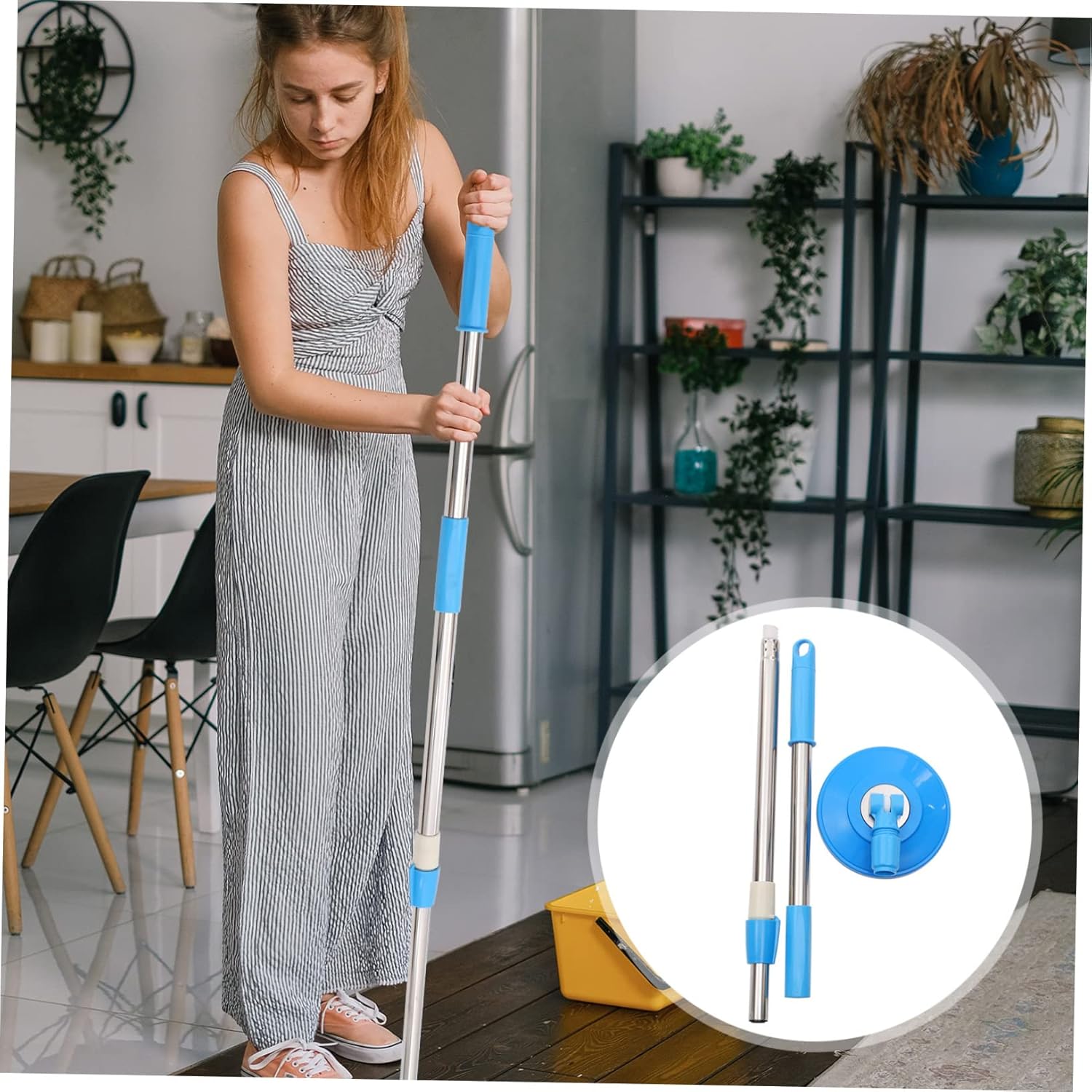 Ipetboom Mop Pole Replacement Stainless Steel Rod Rotating Handle