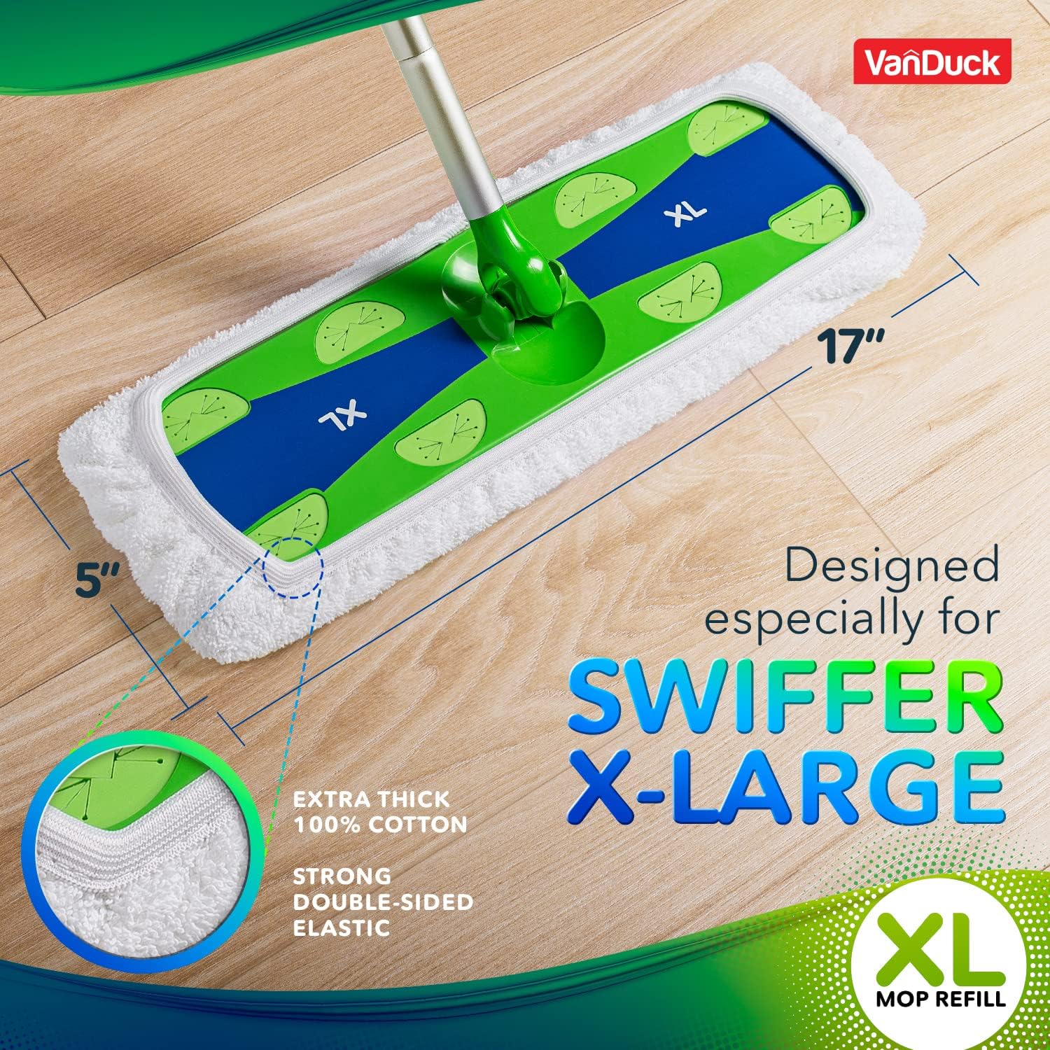 VanDuck Extra Large Cotton Mop Pads 2-Pack