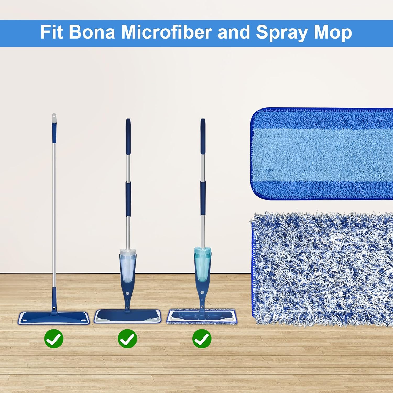 DLAIMI 4 Pack Microfiber Mop Pads for Bona Mop 1