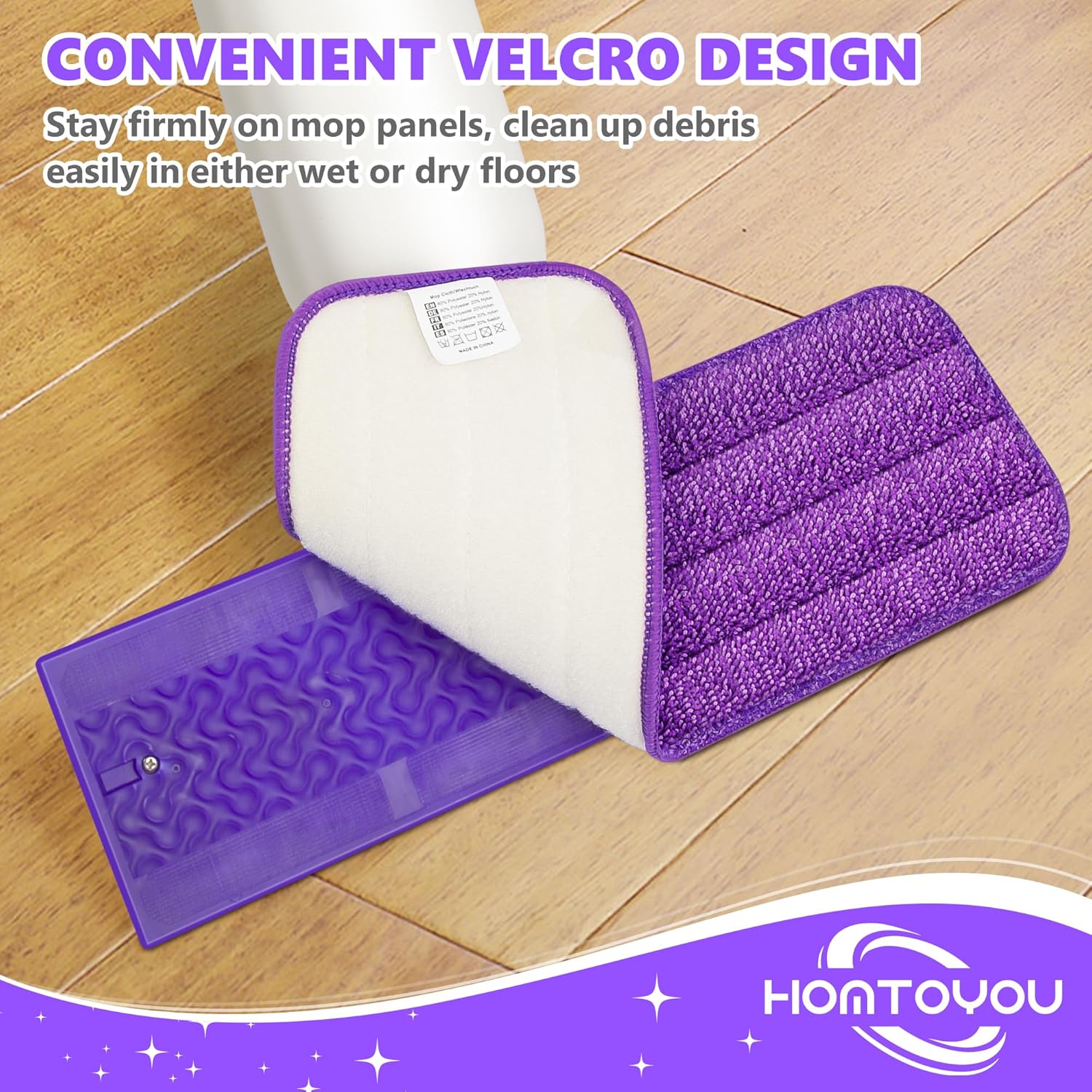 HOMTOYOU Reusable Mop Pads for Swiffer PowerMop - 6 Pack Microfiber Refills