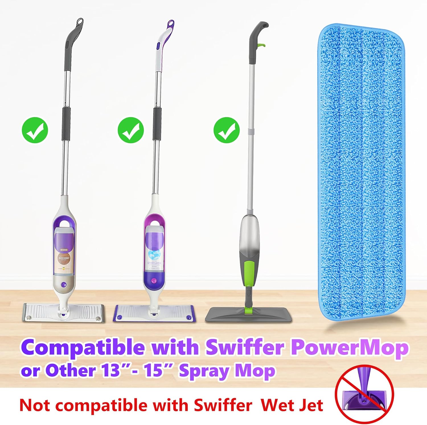 ILAVCOOL 6 Pack Reusable Mop Pads for Swiffer PowerMop