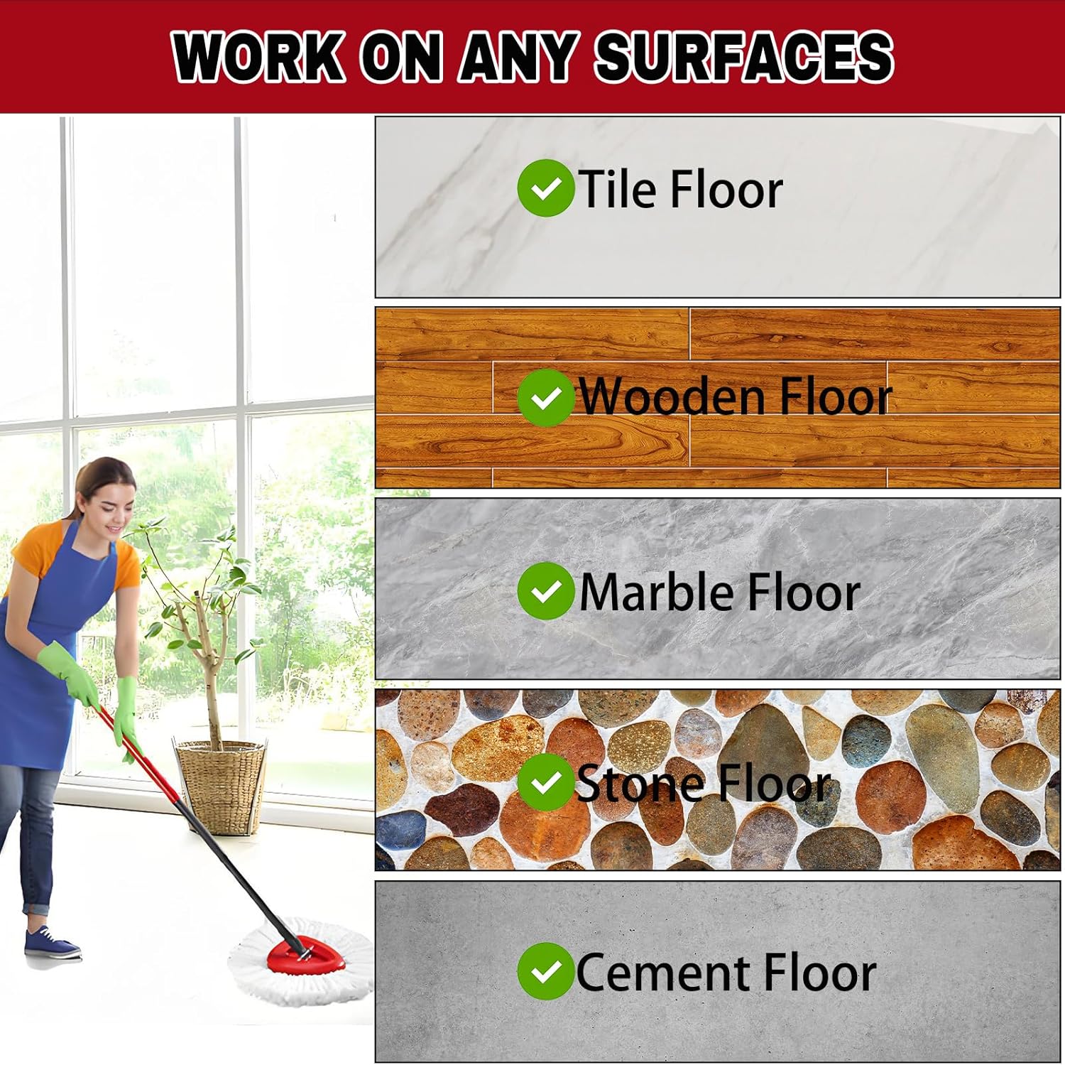 SUOSEC Spin Mop Replacement Heads 2 Pack