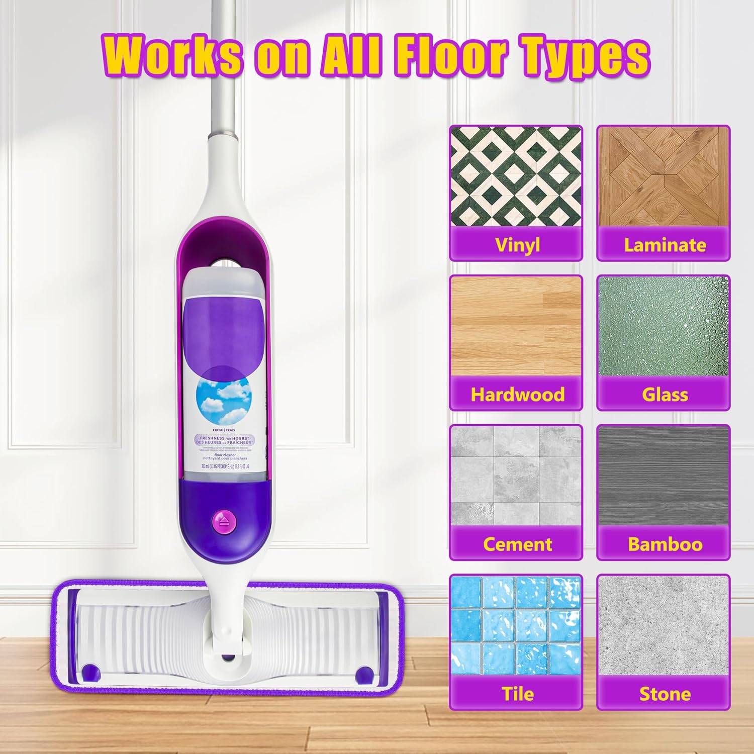 8 Pack Reusable Mop Pads for Swiffer PowerMop 1