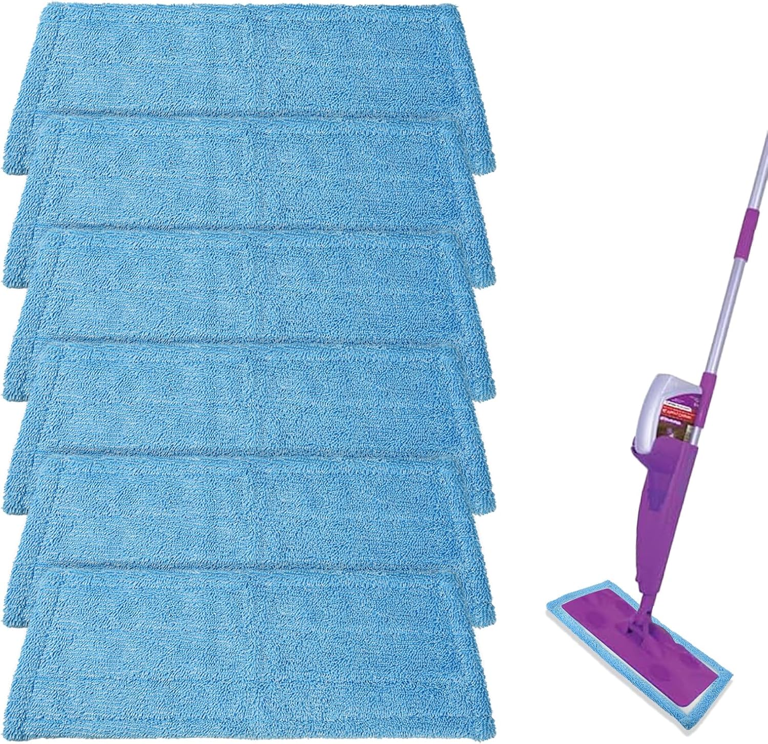 NIXOOT 6 Pack Reusable Microfiber Mop Refill Pads