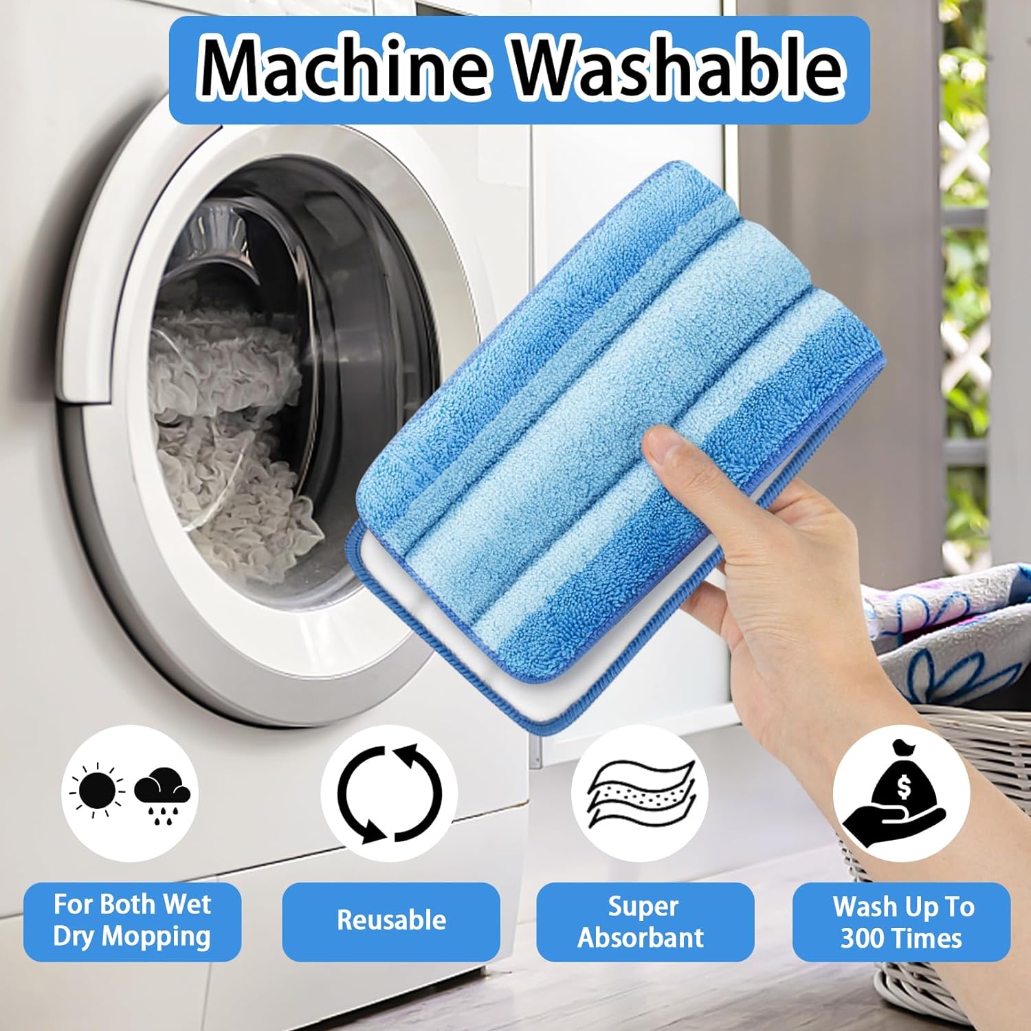 4 PCS Microfiber Mop Pads for Hardwood Floors