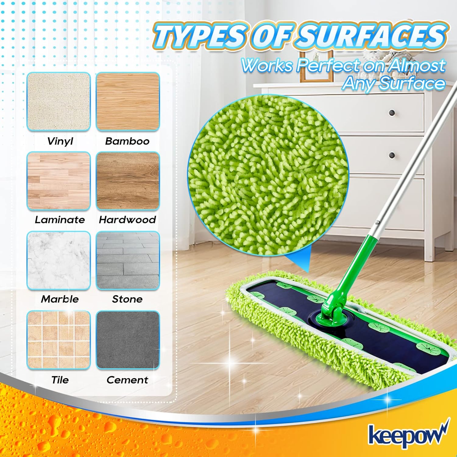 KEEPOW Reusable XL Mop Pads 4 Pack