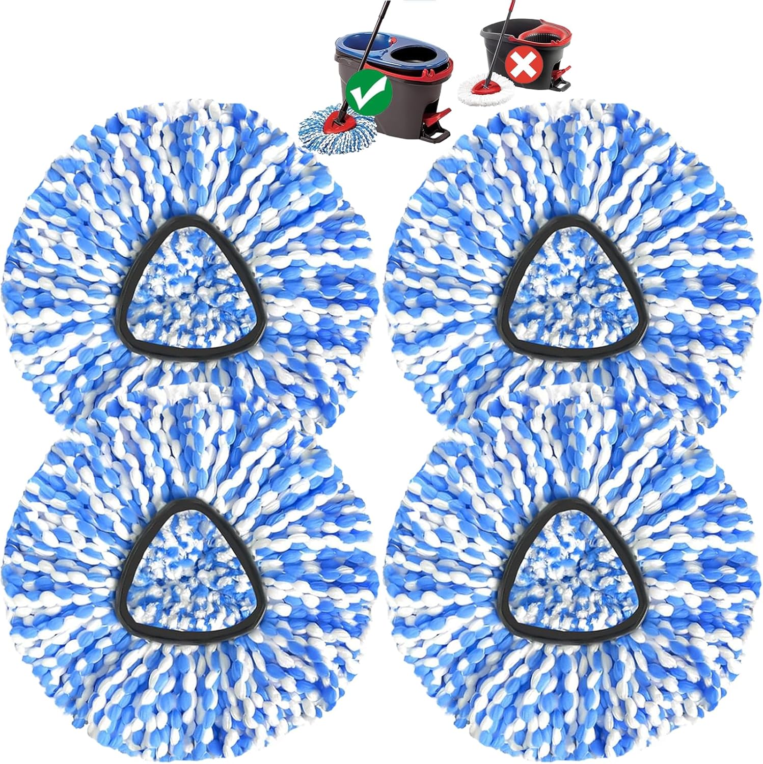 HANZENMA Spin Mop Replacement Head 4 Pack