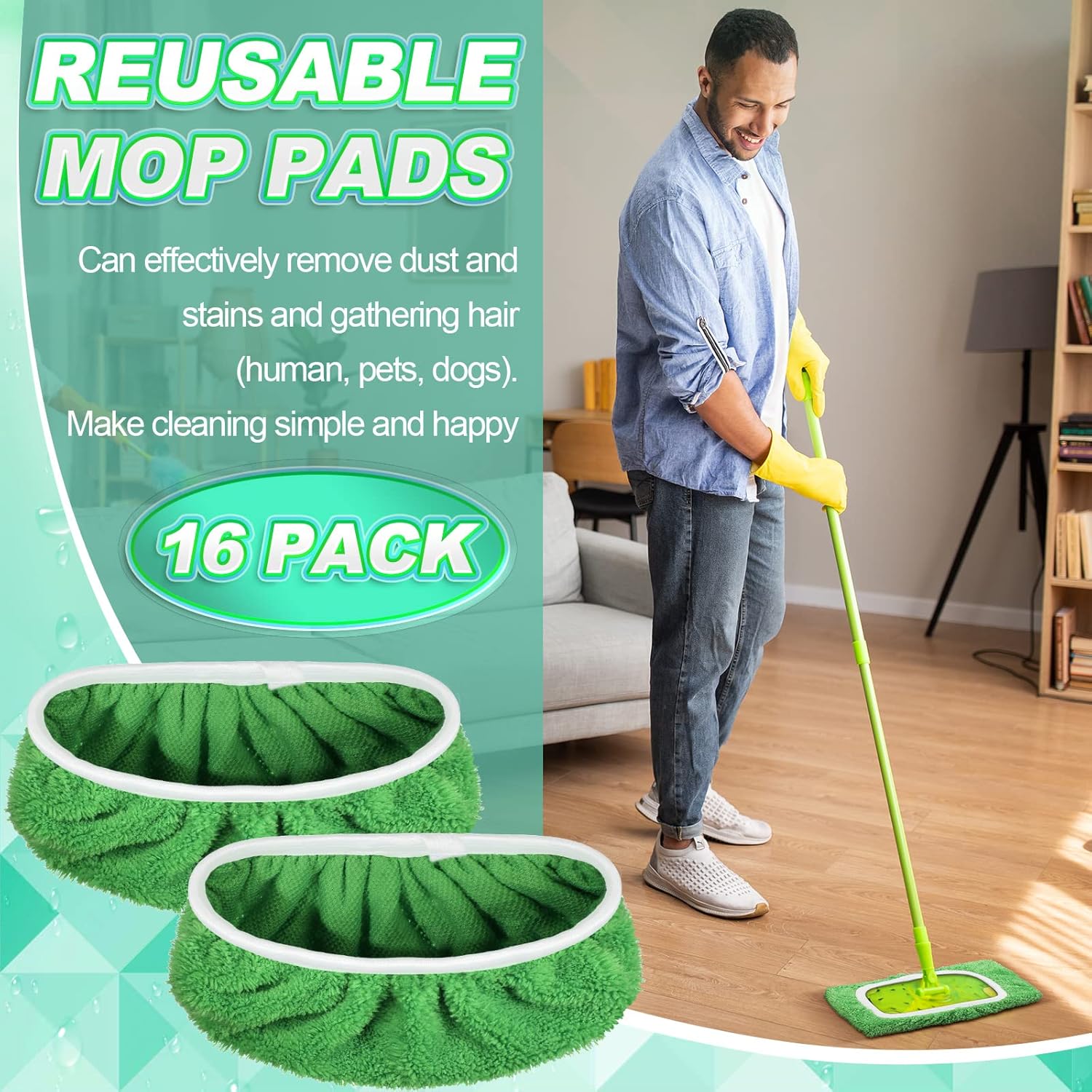 Nuogo 8 Pack Reusable Wet Mop Pads Refills for Swiffer