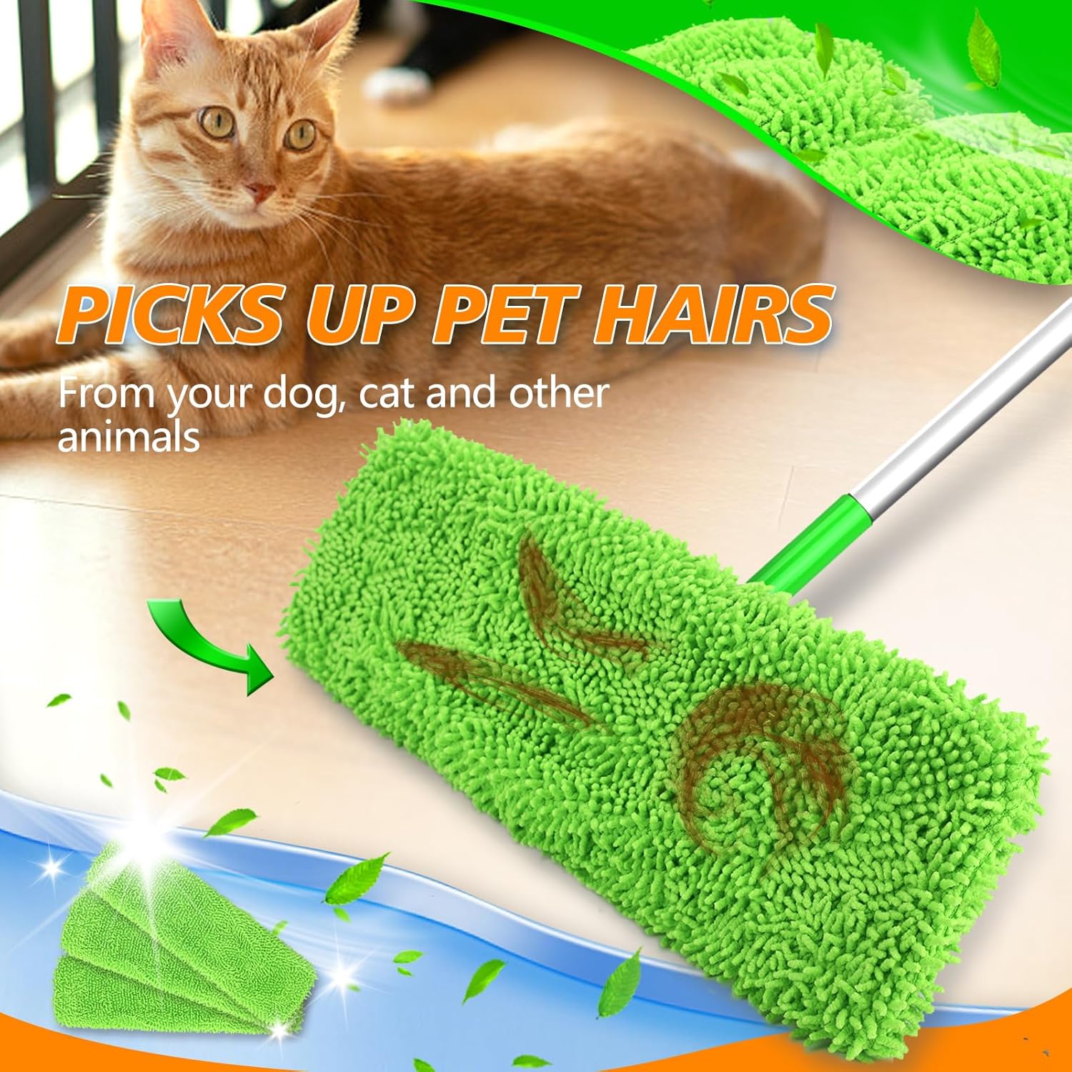 Yicotira Reusable Microfiber Mop Pads 2 Pack
