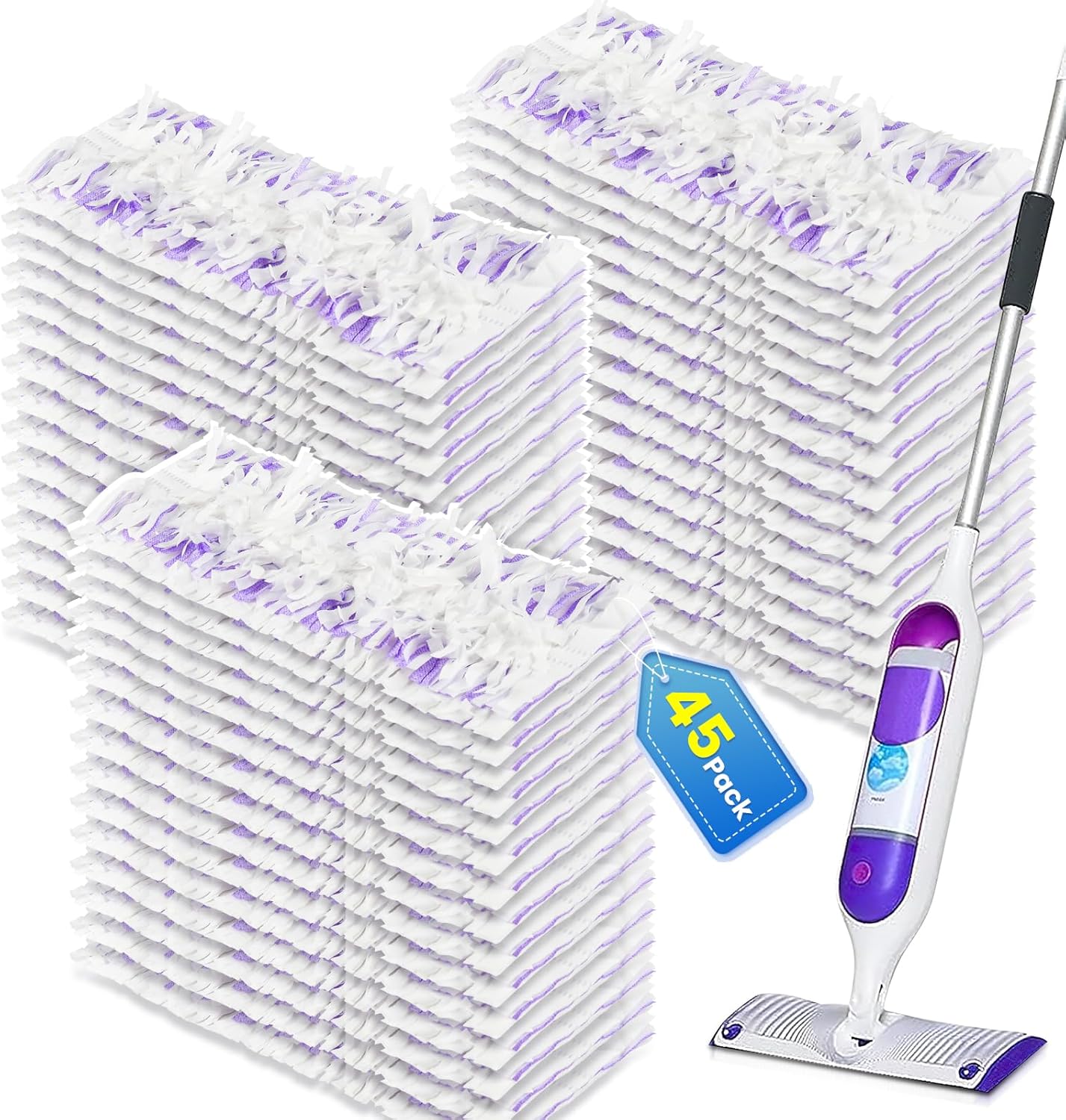 Bisenkud Cleaning Pads for Swiffer Power Mop Refills 45 Pack