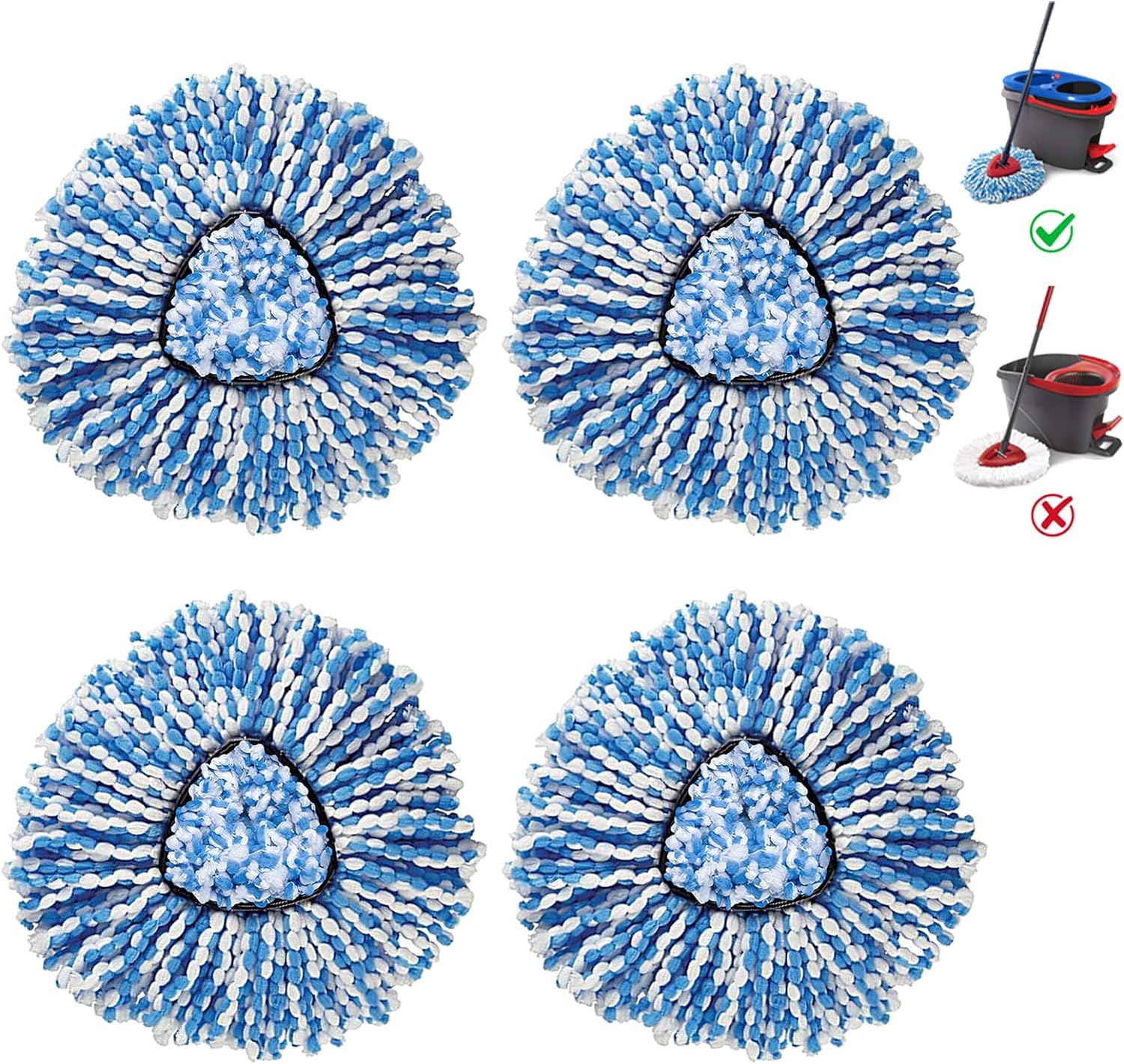 BonusLife 4-Pack Mop Head for RinseClean 2-Tank Spin Mop