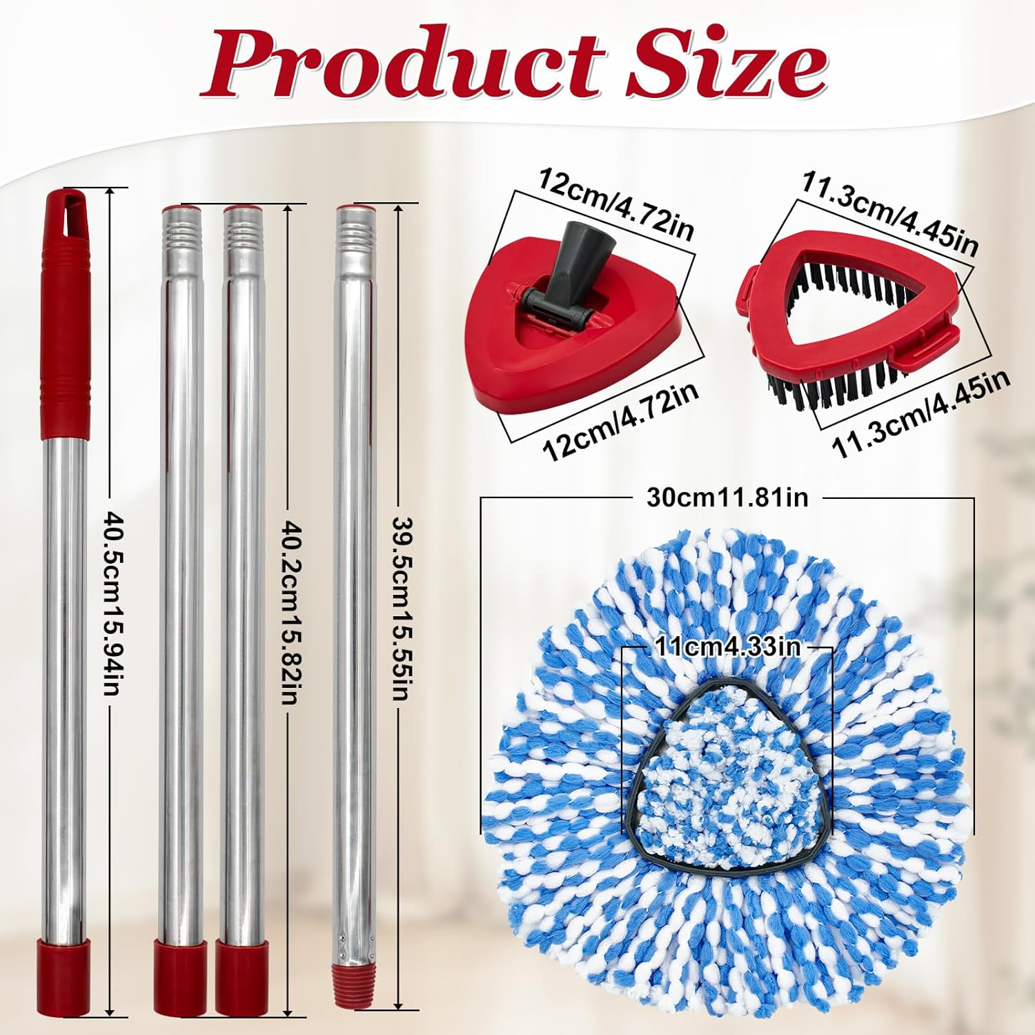Aiyiried Spin Mop Handle and Replacement Heads Combo Set