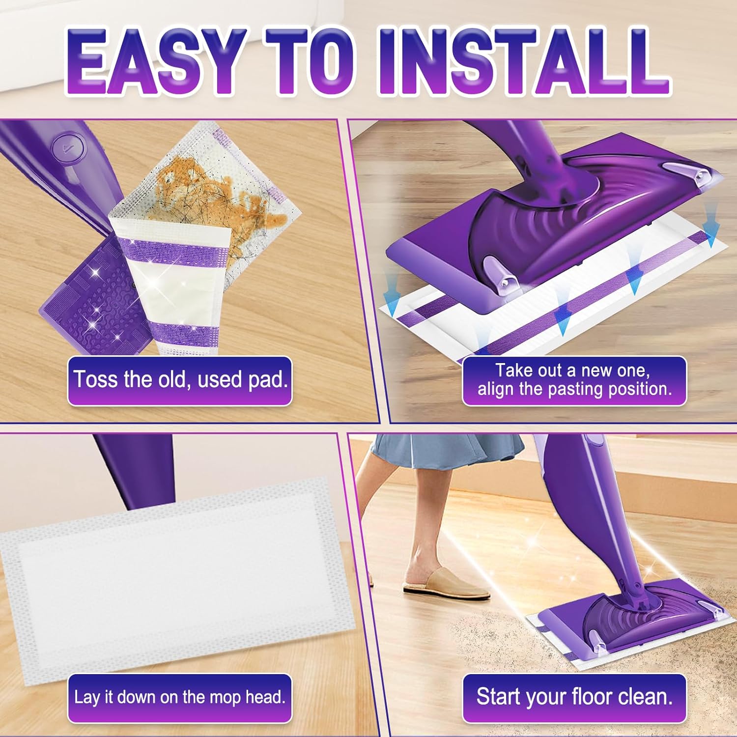 60 Pack Mopping Pad Refill for Swiffer WetJet Mop