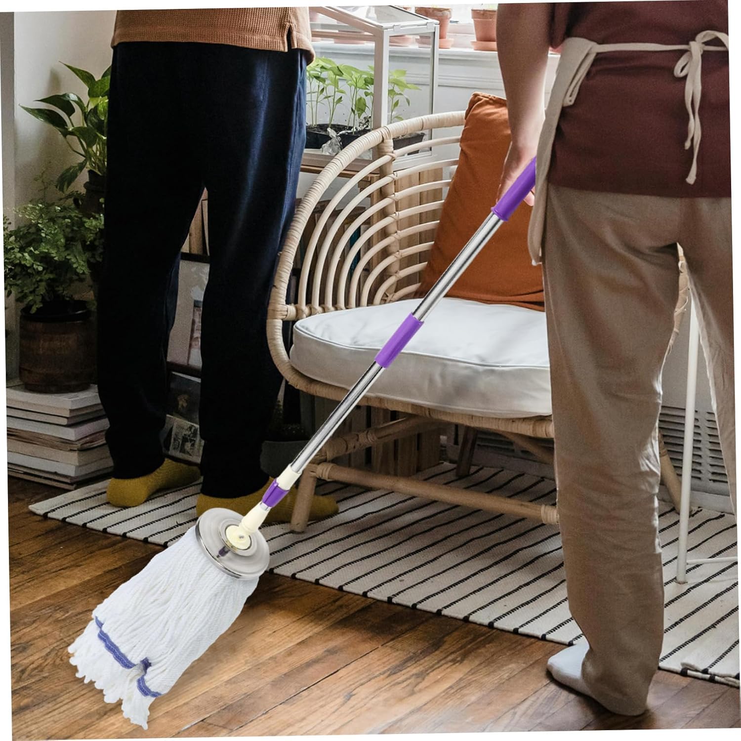 Ipetboom Rotating Mop Handle Stainless Steel Detachable