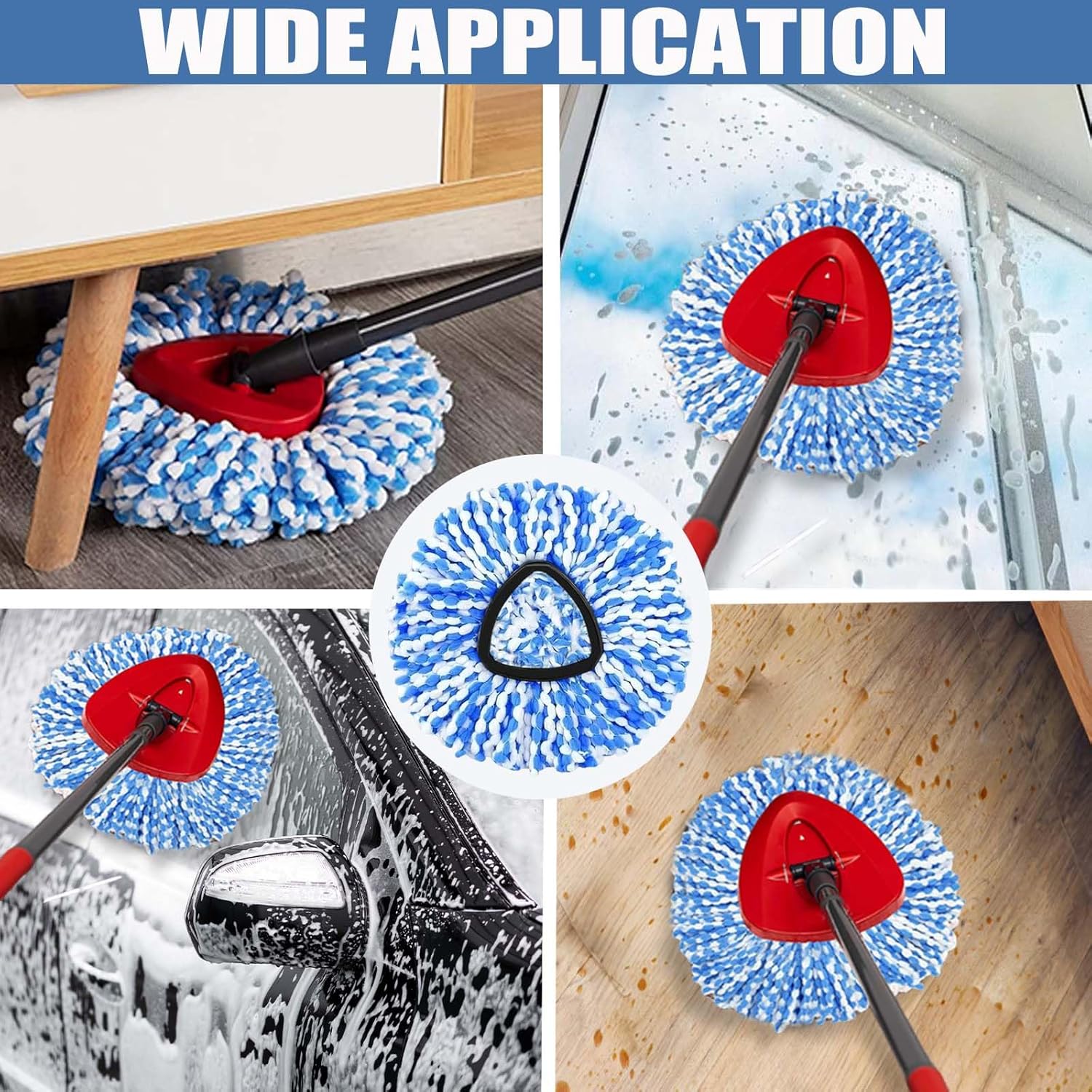 FOOKCIAN 4-Pack Spin Mop Replacement Head
