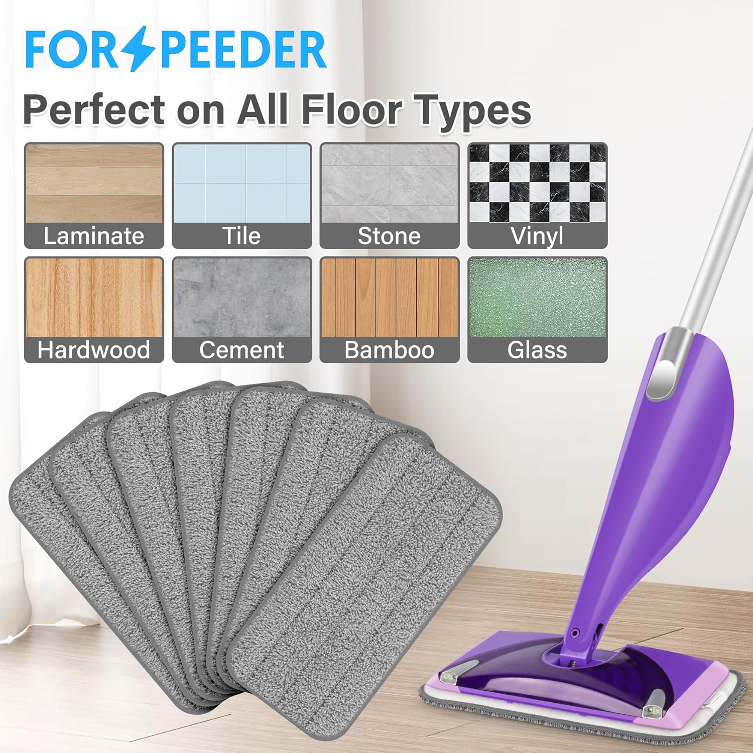 FORSPEEDER 7 Pack Reusable Mop Pads for Swiffer WetJet