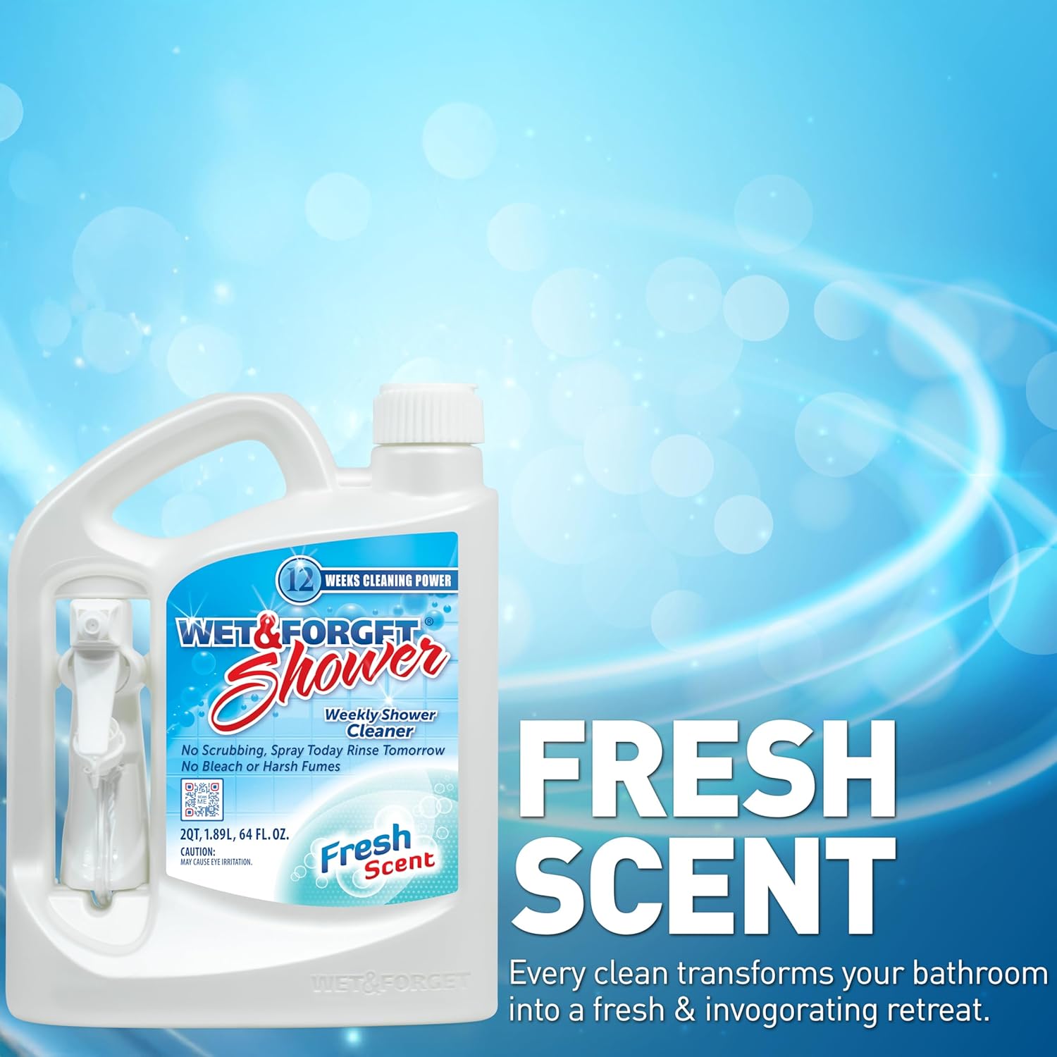 Wet Forget Shower Cleaner Spray 64 Oz No-Scrub Weekly Use