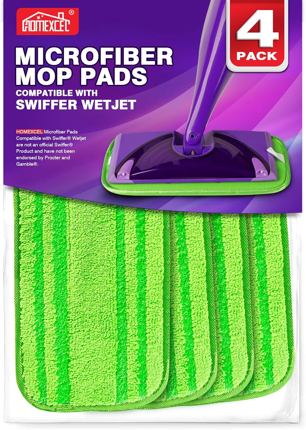 HOMEXCEL Microfiber Mop Pads Refill Pack of 4