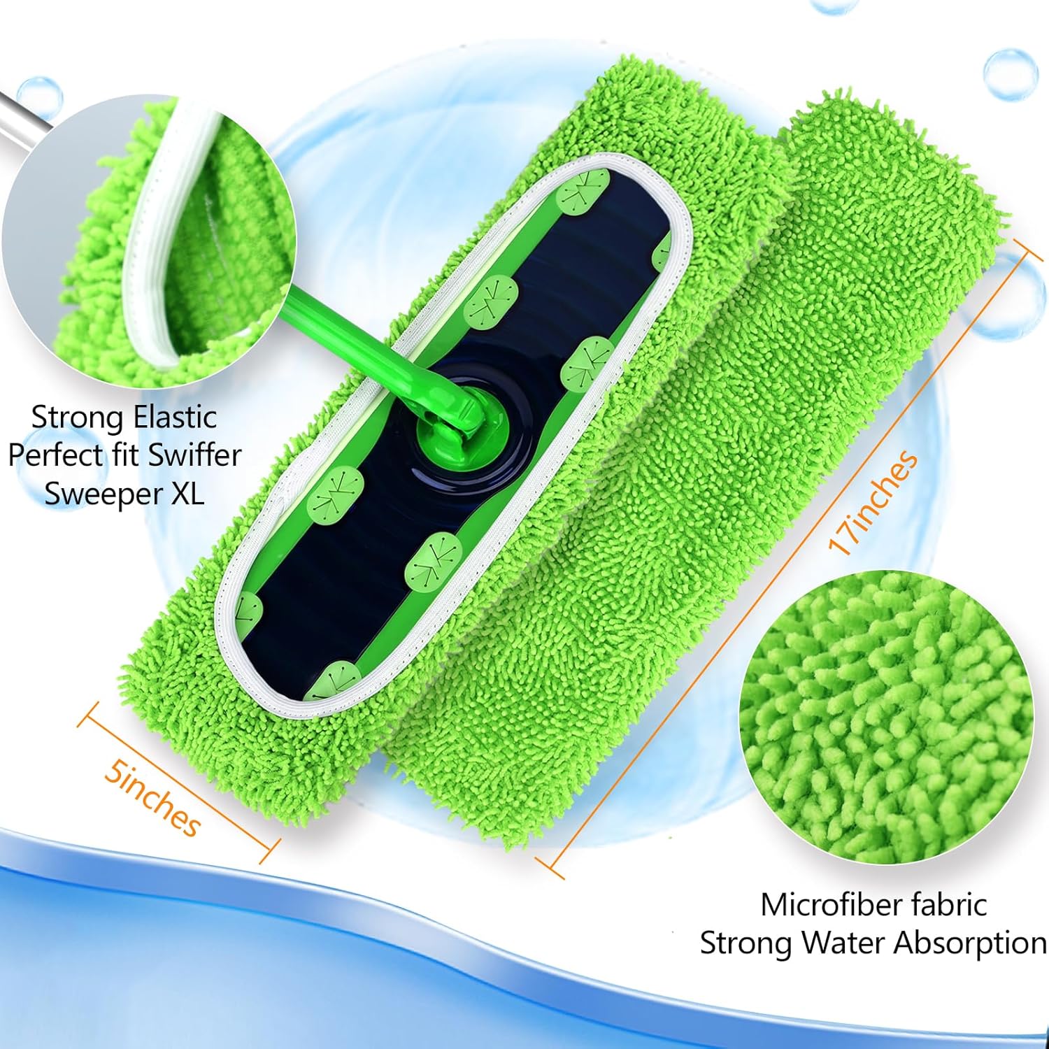 Yicotira Reusable Microfiber Mop Pads 2 Pack