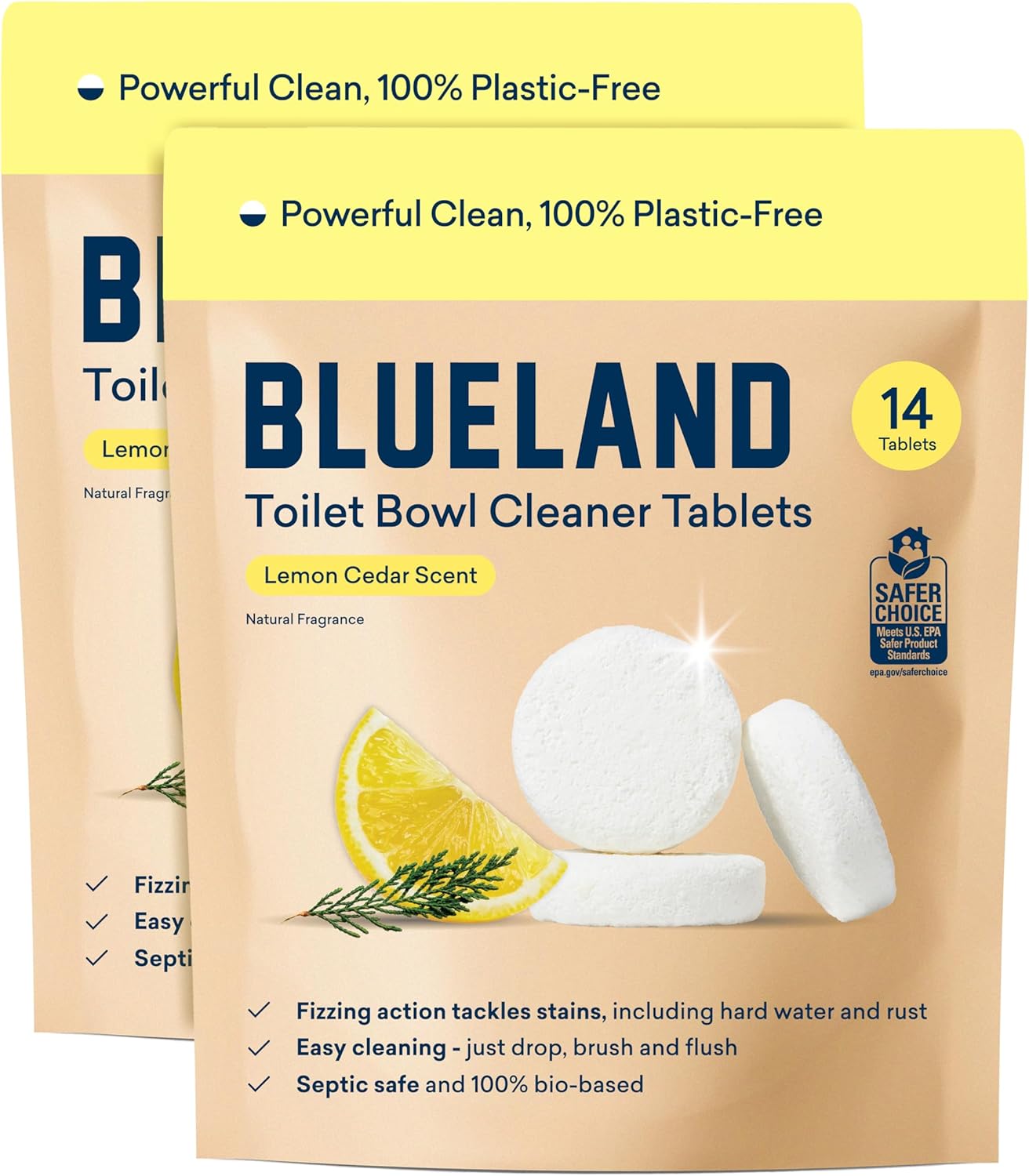 BlueLand Toilet Bowl Cleaner Tablets 28 Count Plastic-Free No Harsh Chemicals