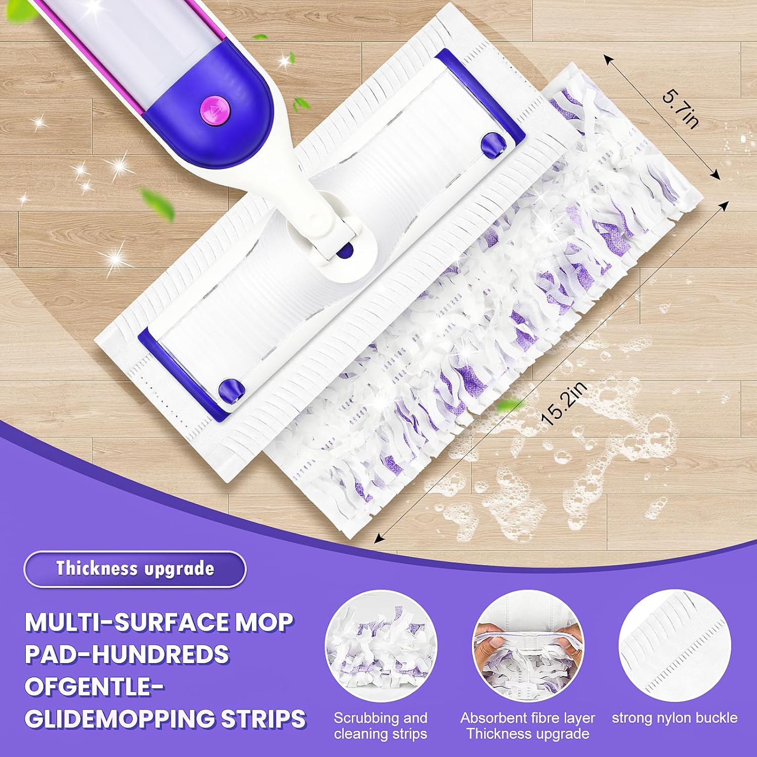 Bisenkud 15 Count Power Mop Refills for Multi-Surface Cleaning