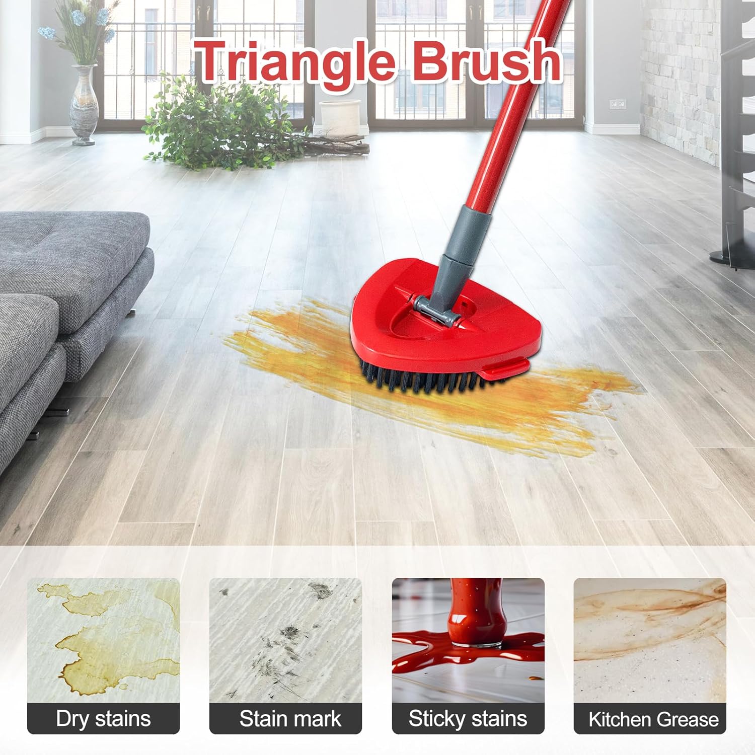 DLAIMI Mop Handle Replacement with Scrubber Brush and Base
