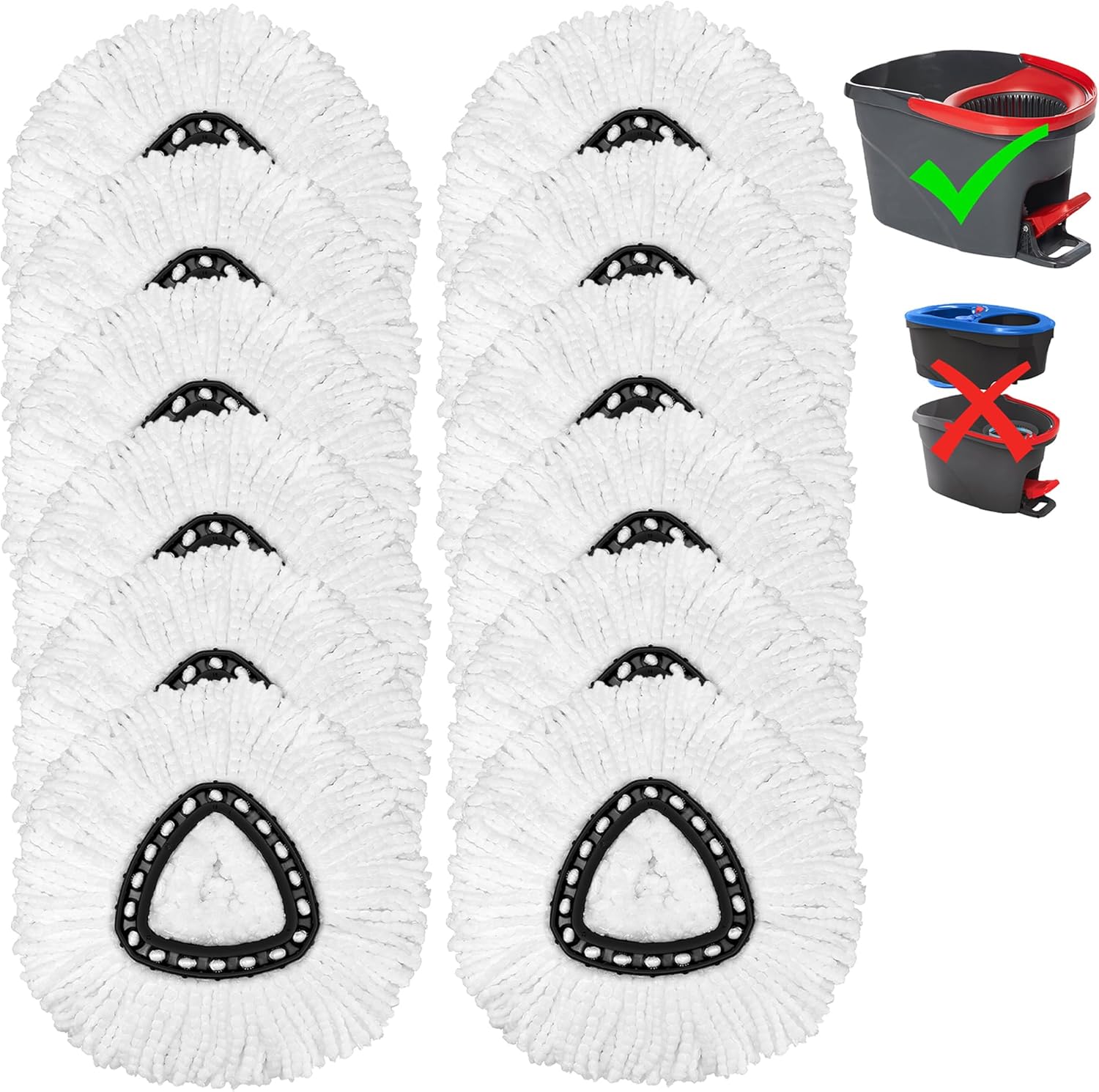 12 Pack Microfiber Mop Heads for O-Ceda Spin Mop Replacements