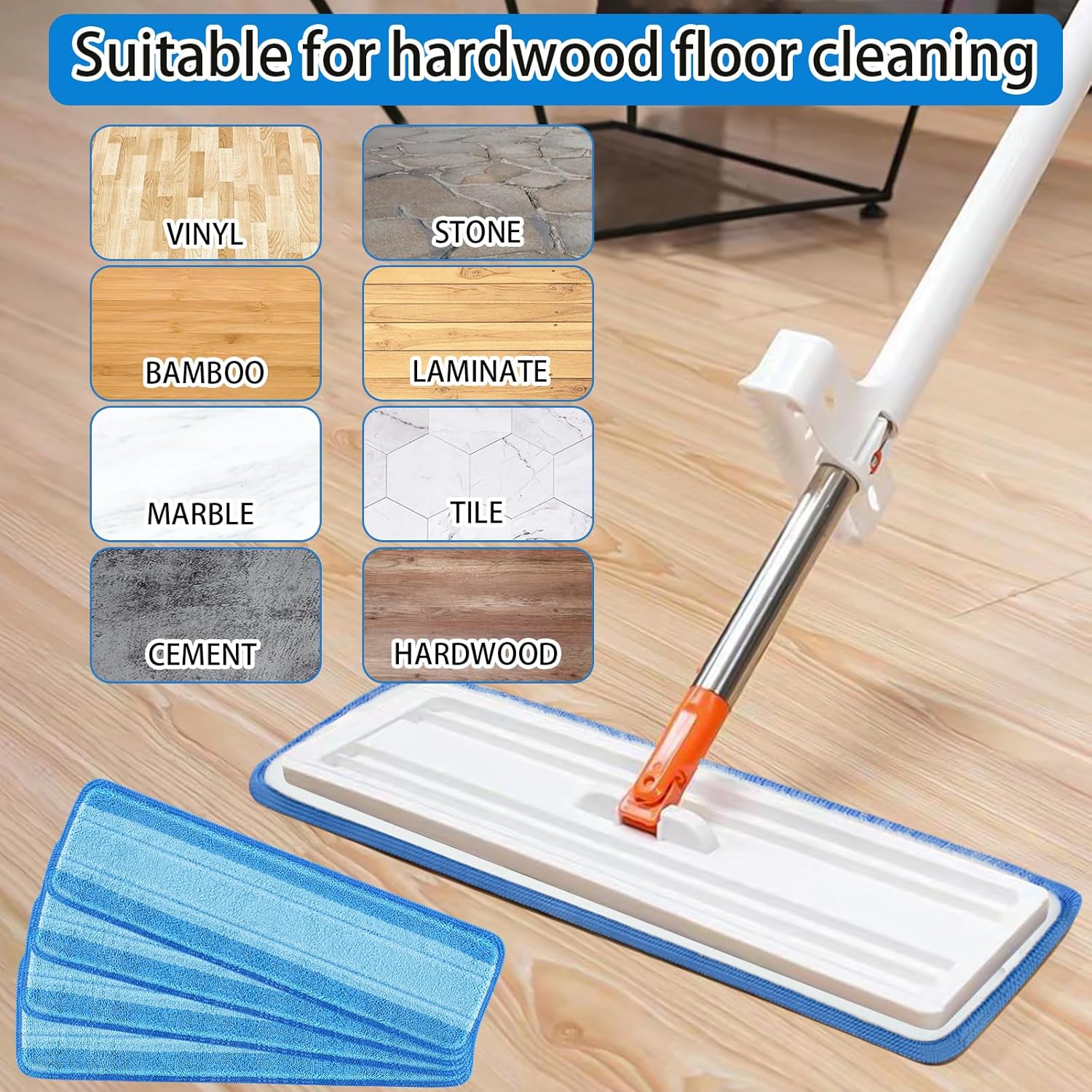 4 PCS Microfiber Mop Pads for Hardwood Floors