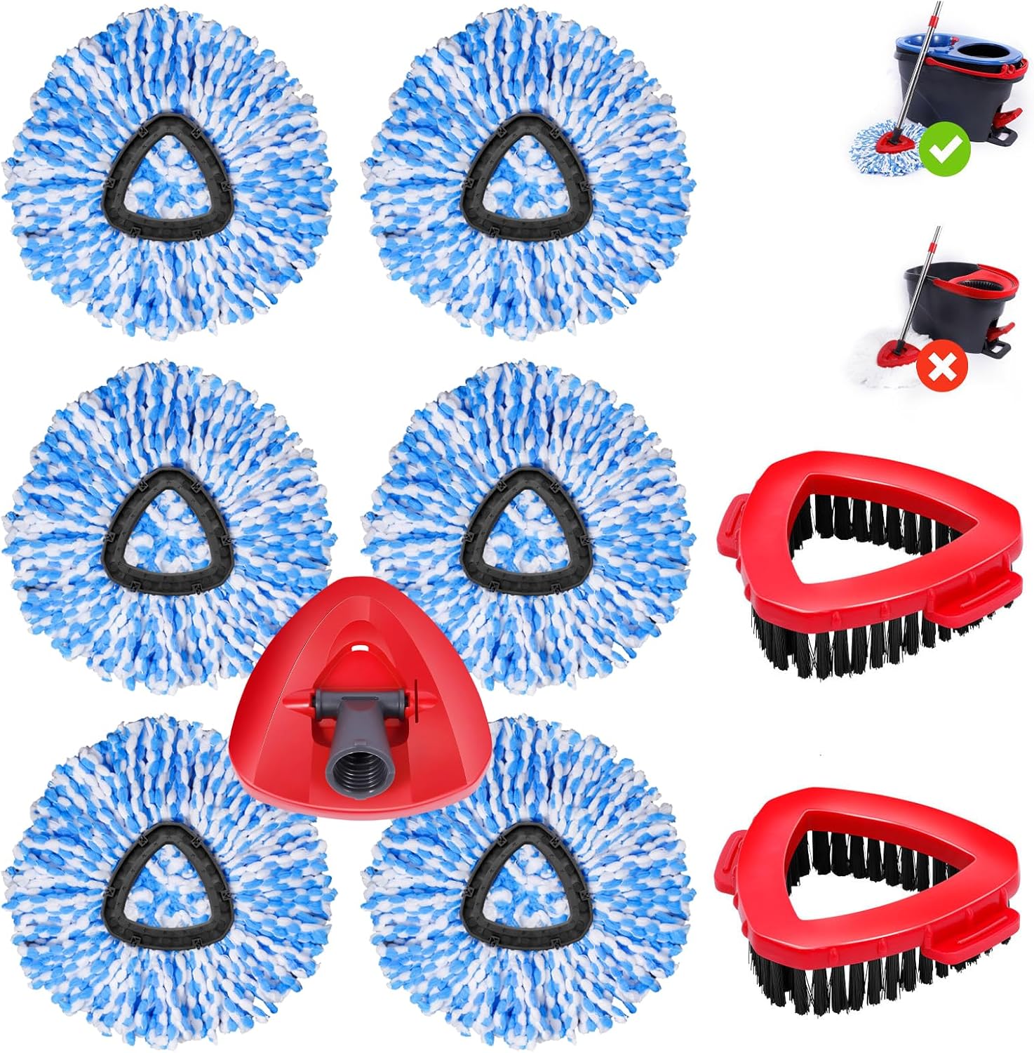 6 Pack Mop Replacement Heads for Oceda RinseClean 2-Tank System