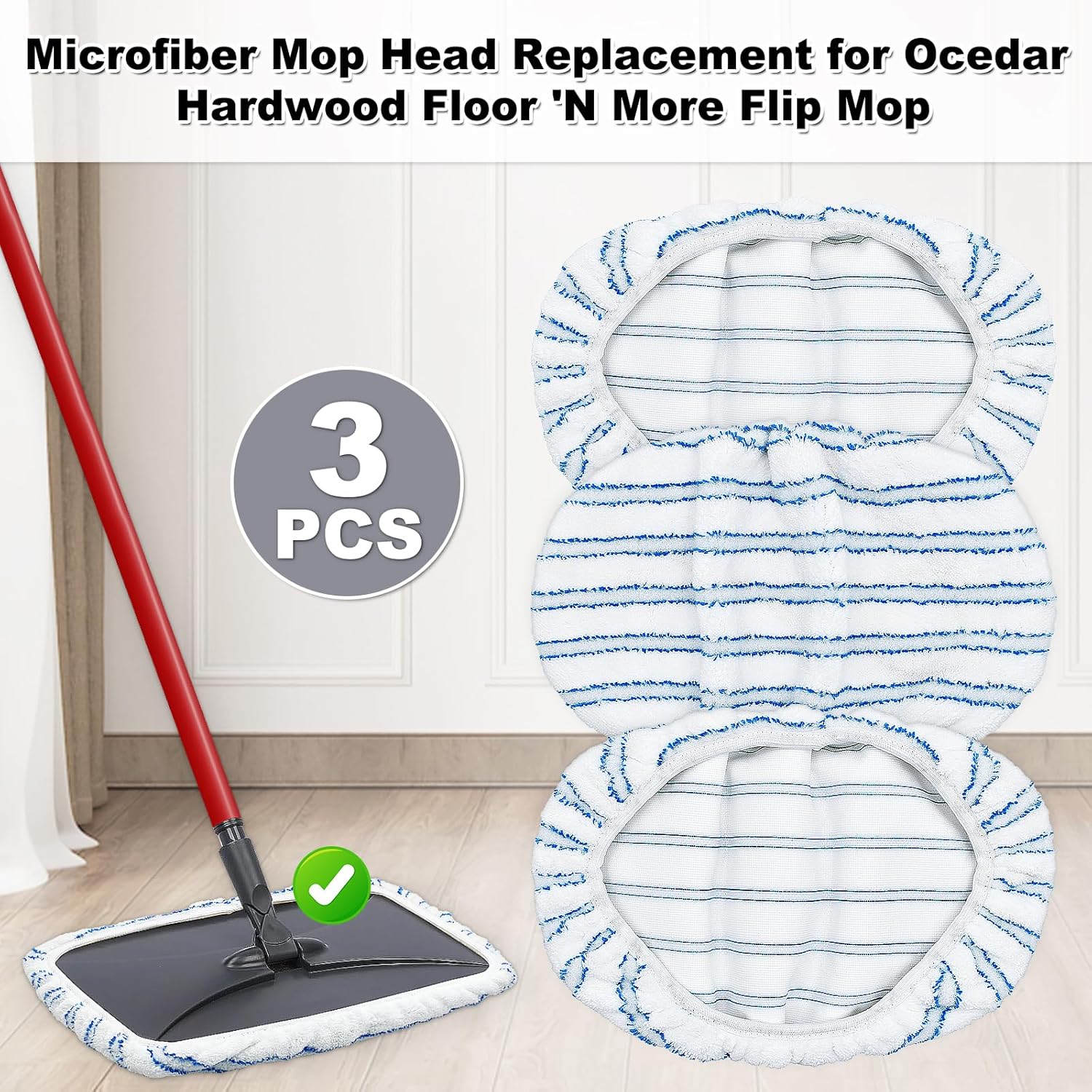 O-Cedar Mop Refills 3 Pack Replacement Pads 15x8 Flat