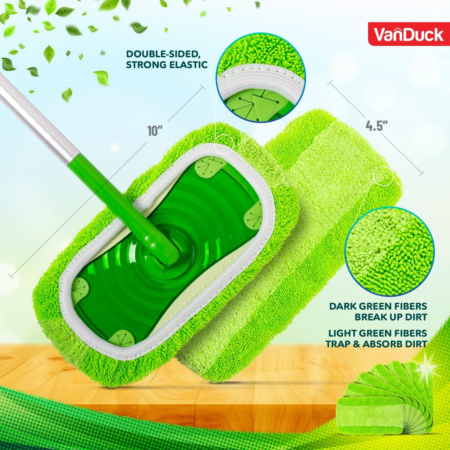 VanDuck Reusable Mop Pads for Swiffer Sweeper 2-Pack - Washable Microfiber