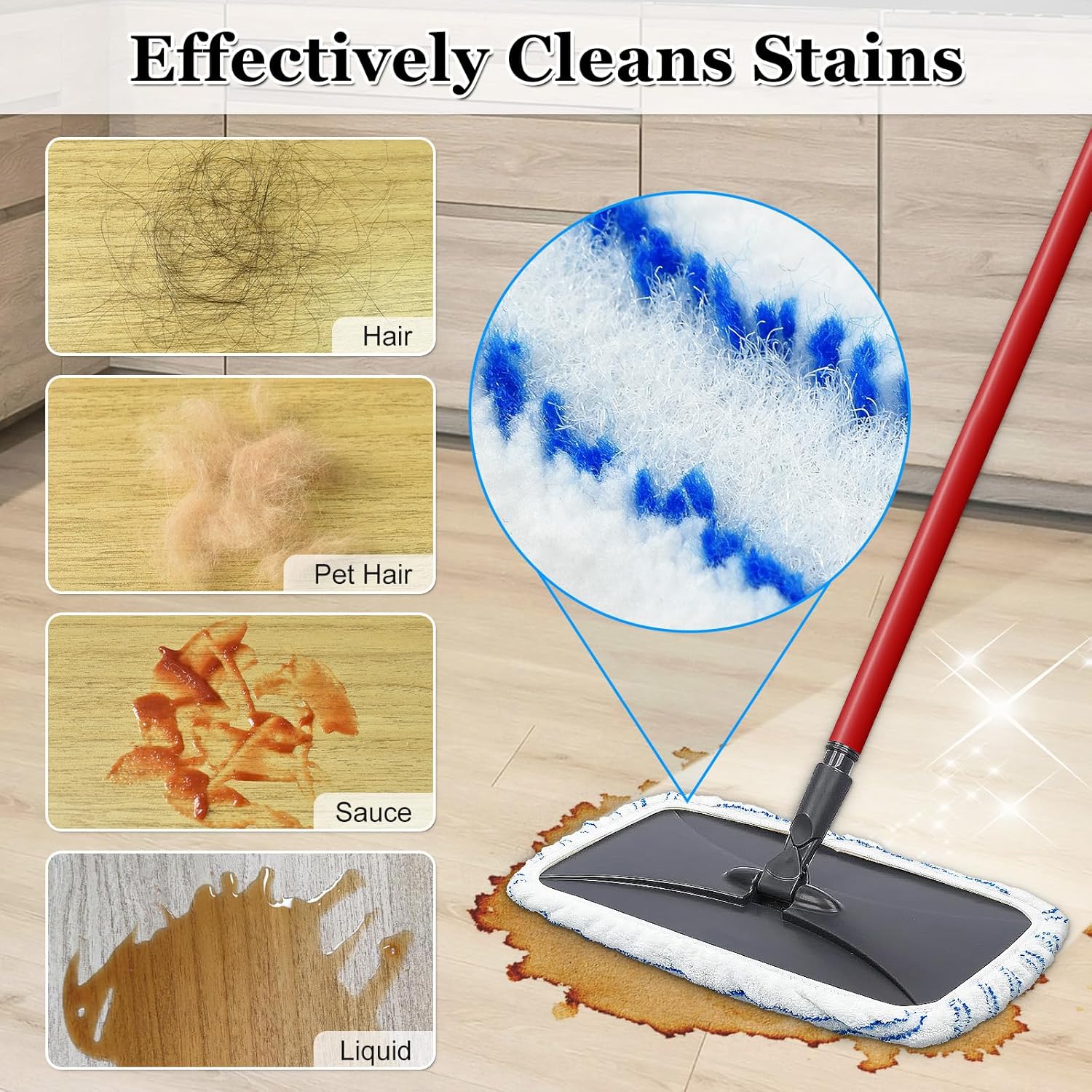 O-Cedar Mop Refills 3 Pack Replacement Pads 15x8 Flat