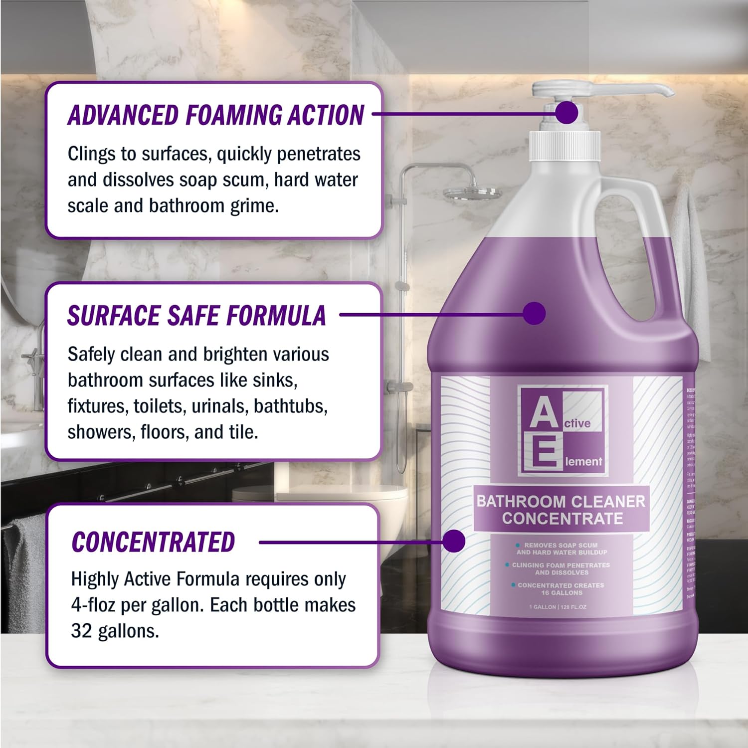 Active Element Bathroom Cleaner Concentrate - 64 Gallons 1