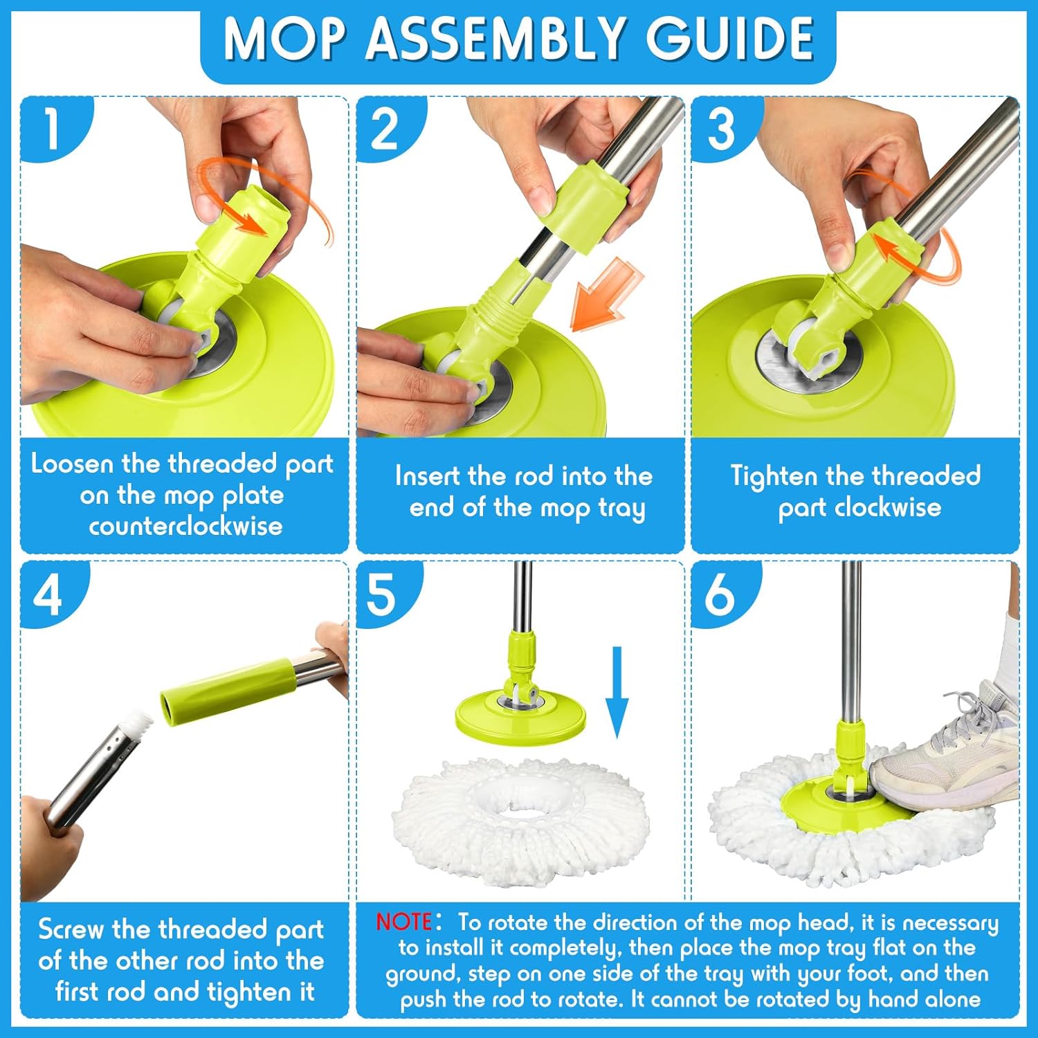 Rtteri Spin Mop Handle Replacement Green