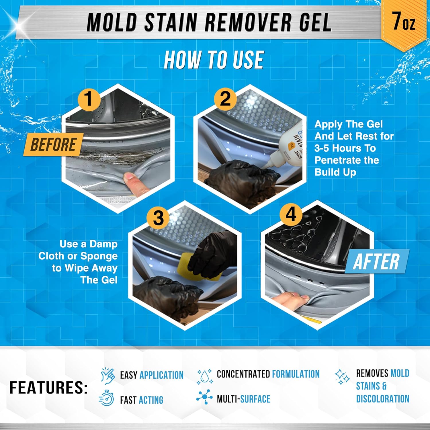 ACTIVE Mold Stain Remover Gel 7 Fl Oz