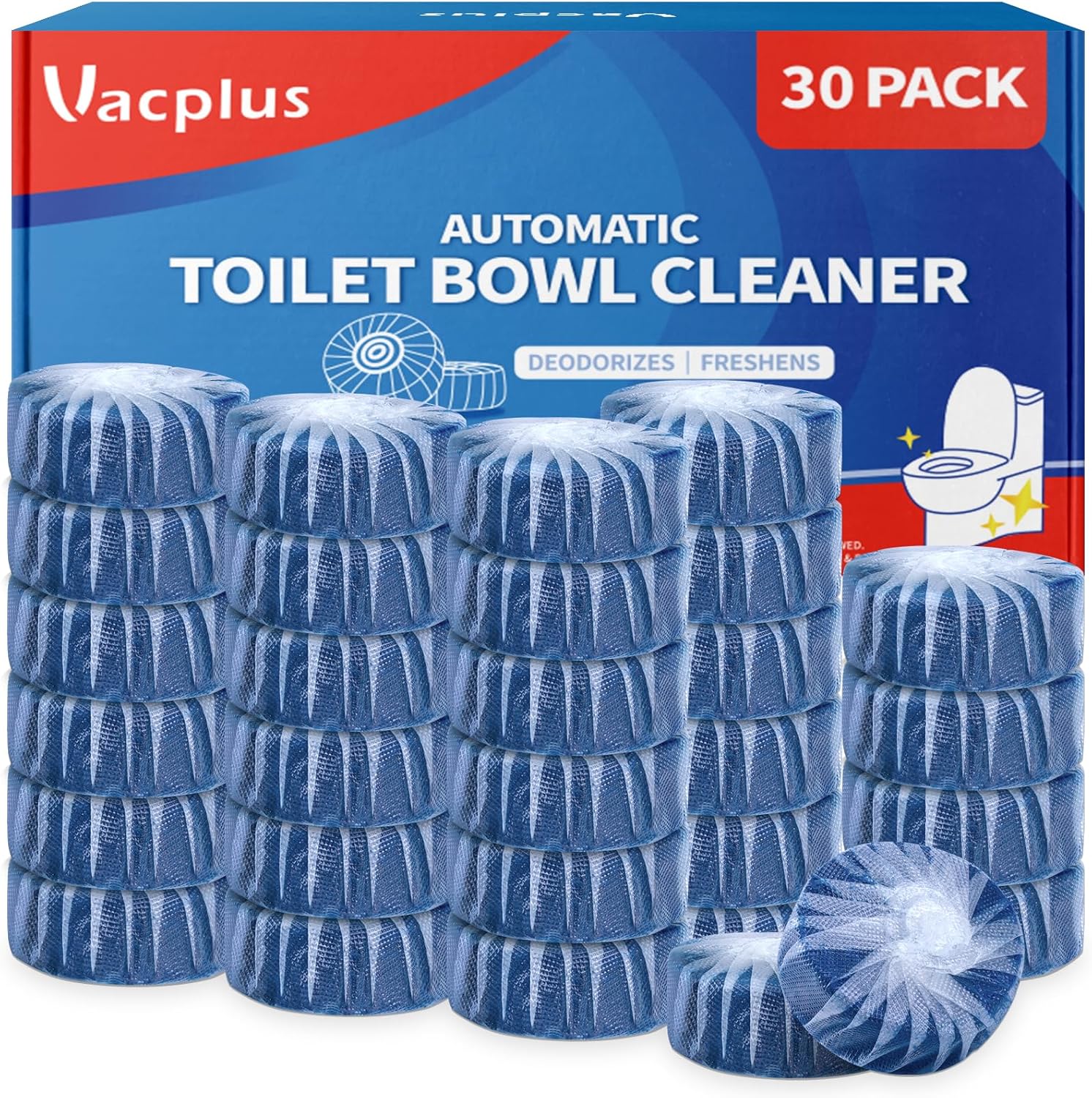 Vacplus Toilet Cleaner Tablets 30 Pack for 15 Months
