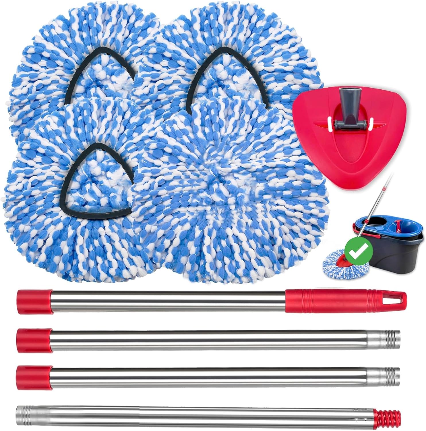 4 Pack Spin Mop Heads for Oceda RinseClean 2 Tank System 1