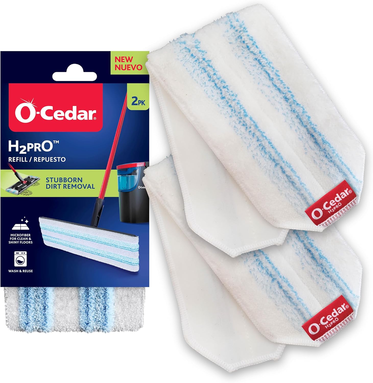 O-Cedar H2prO Mop Pads Pack of 2 - Reusable Machine Washable
