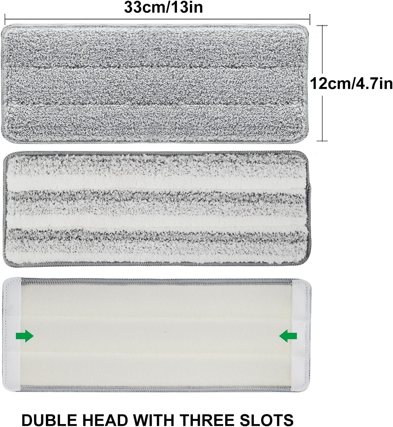 HiBaBy Microfiber Mop Pads 3 Pack - 13 x 49 Flat Mop Refill Replacement