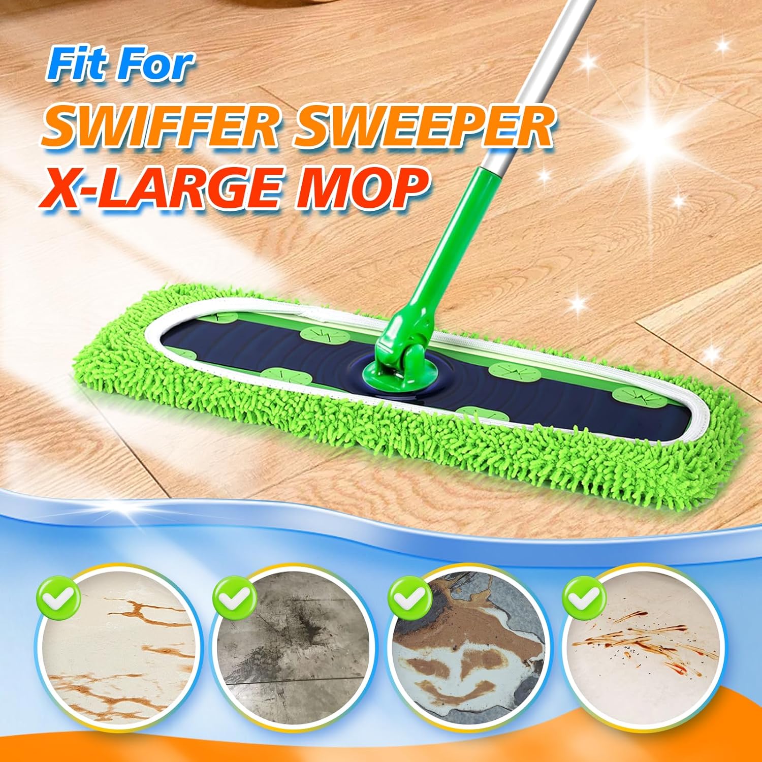 Yicotira Reusable Microfiber Mop Pads 2 Pack