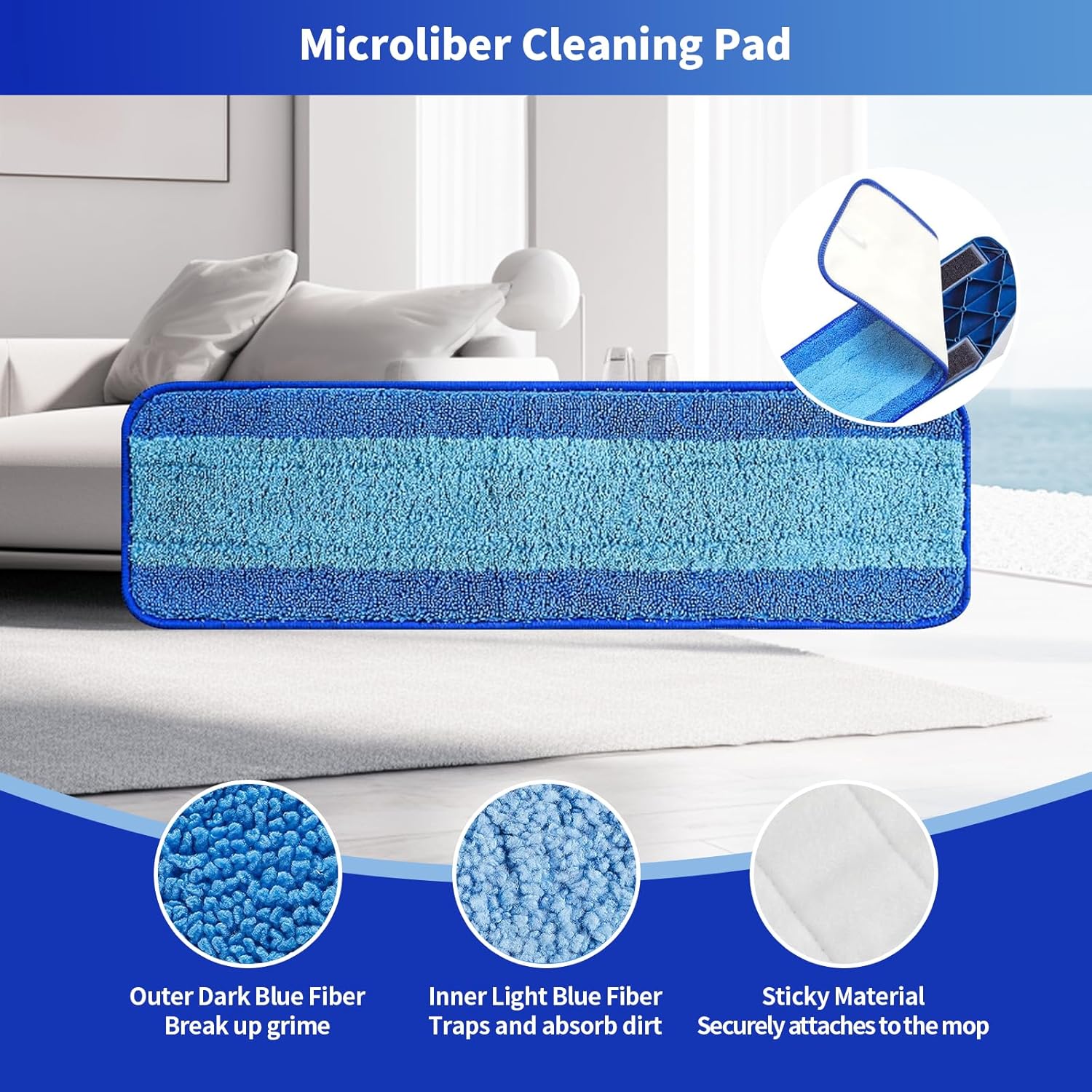 15 Pack Microfiber Mop Pads - Washable Reusable for Bona Mops