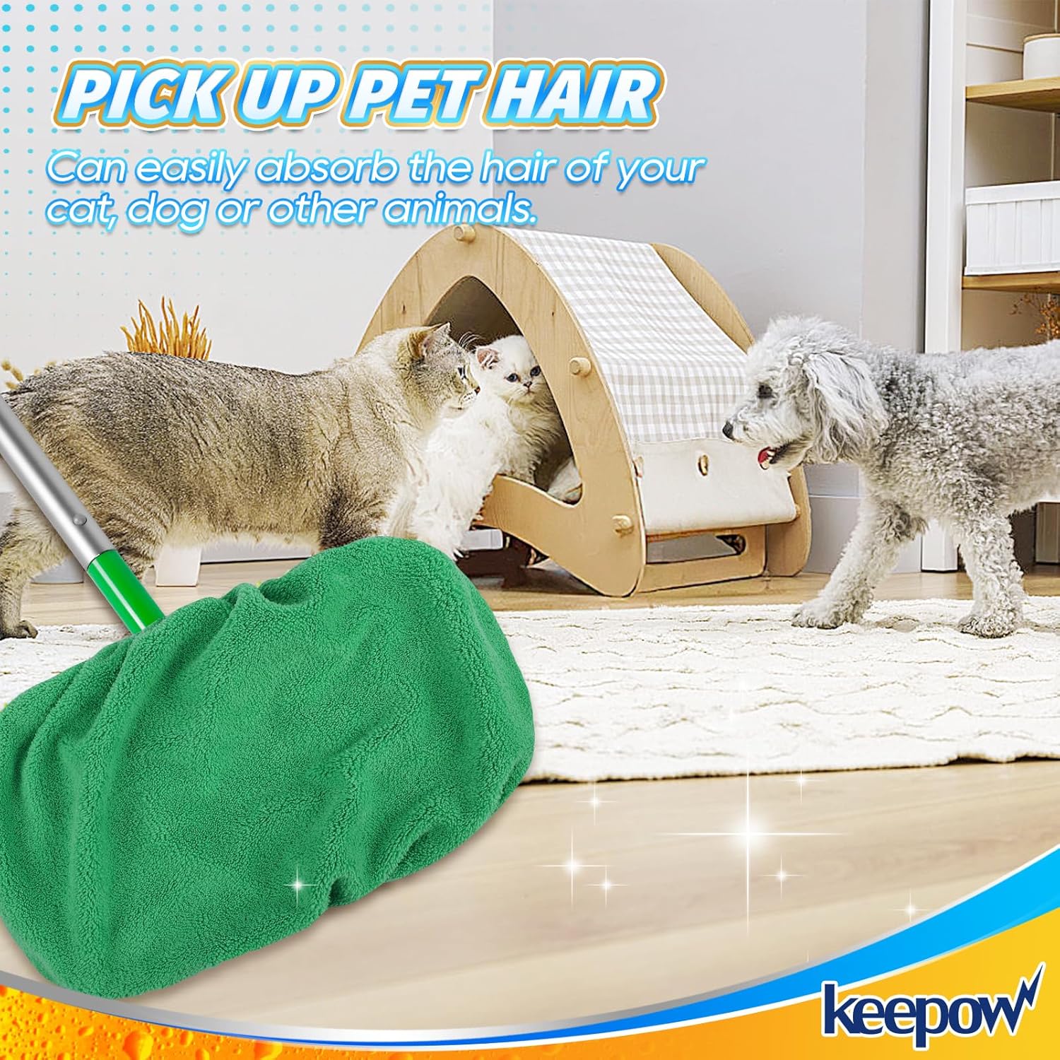 KEEPOW Reusable Microfiber Mop Pads - 4 Pack for Swiffer Sweeper