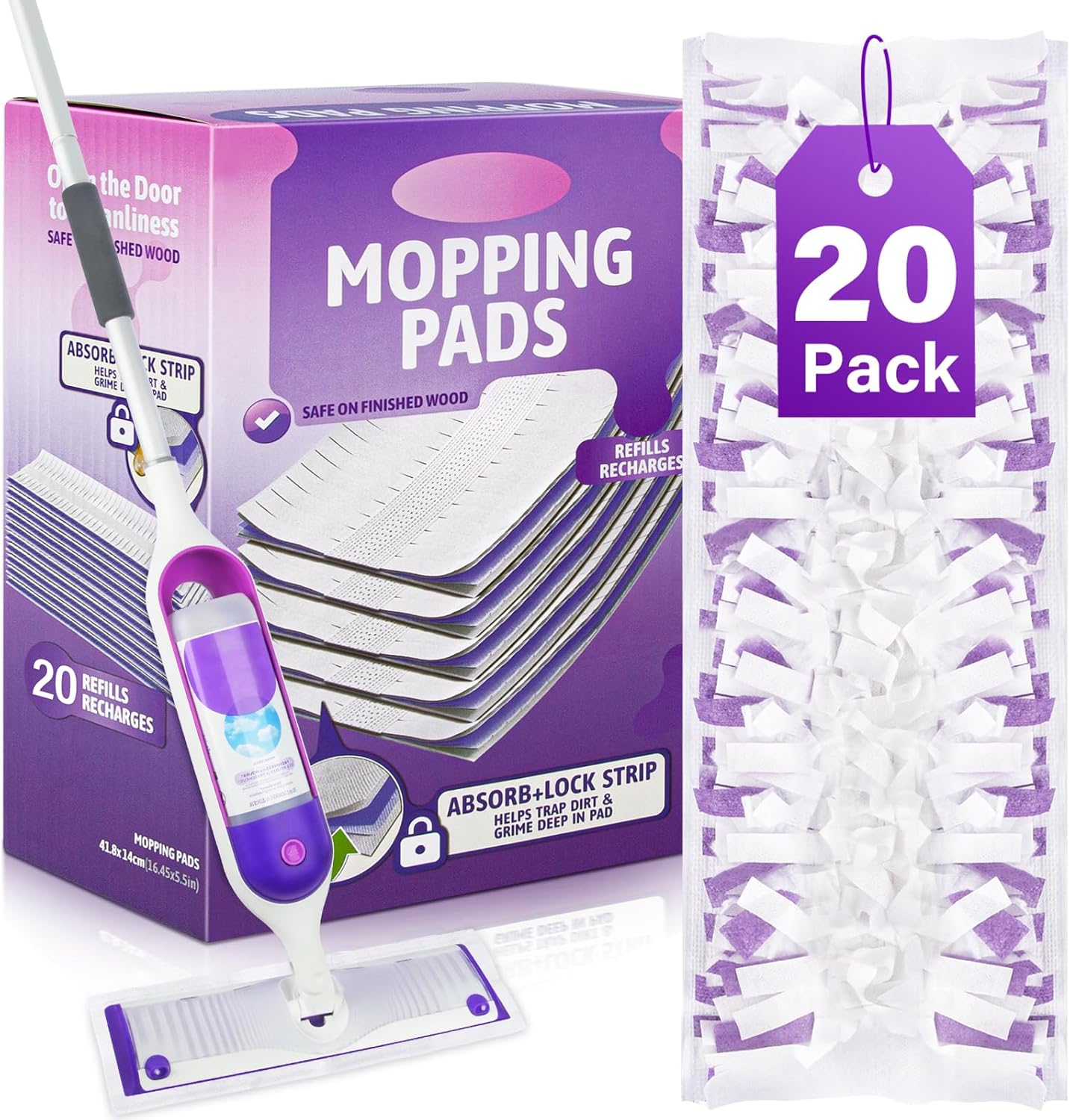 EHADOO 20 Pcs Disposable Mop Pads for Swiffer Power Mop