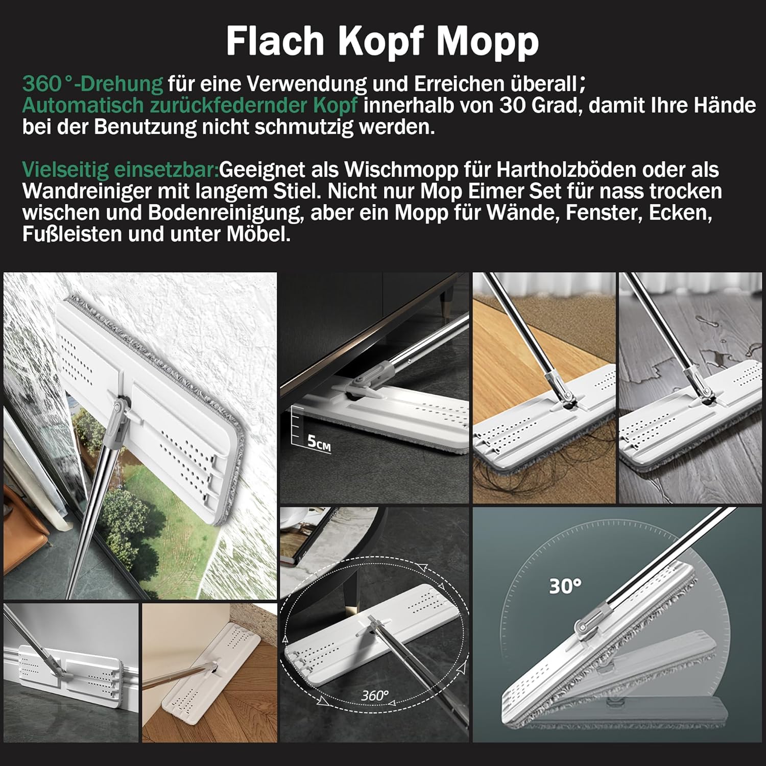JOYMOOP 13 Mop Head Replacement with Microfiber Pad